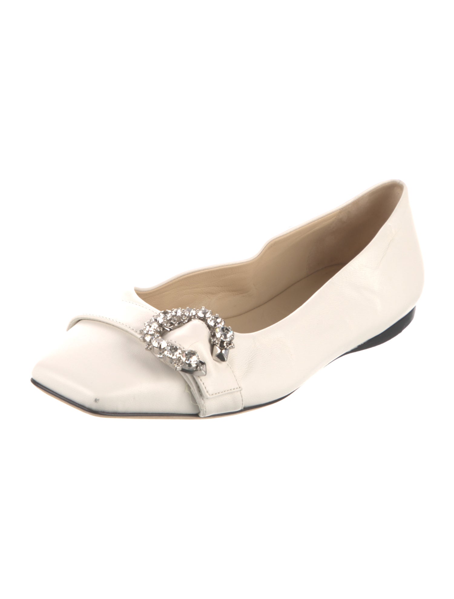Jimmy Choo Leather Crystal Embellishments Ballet Flats