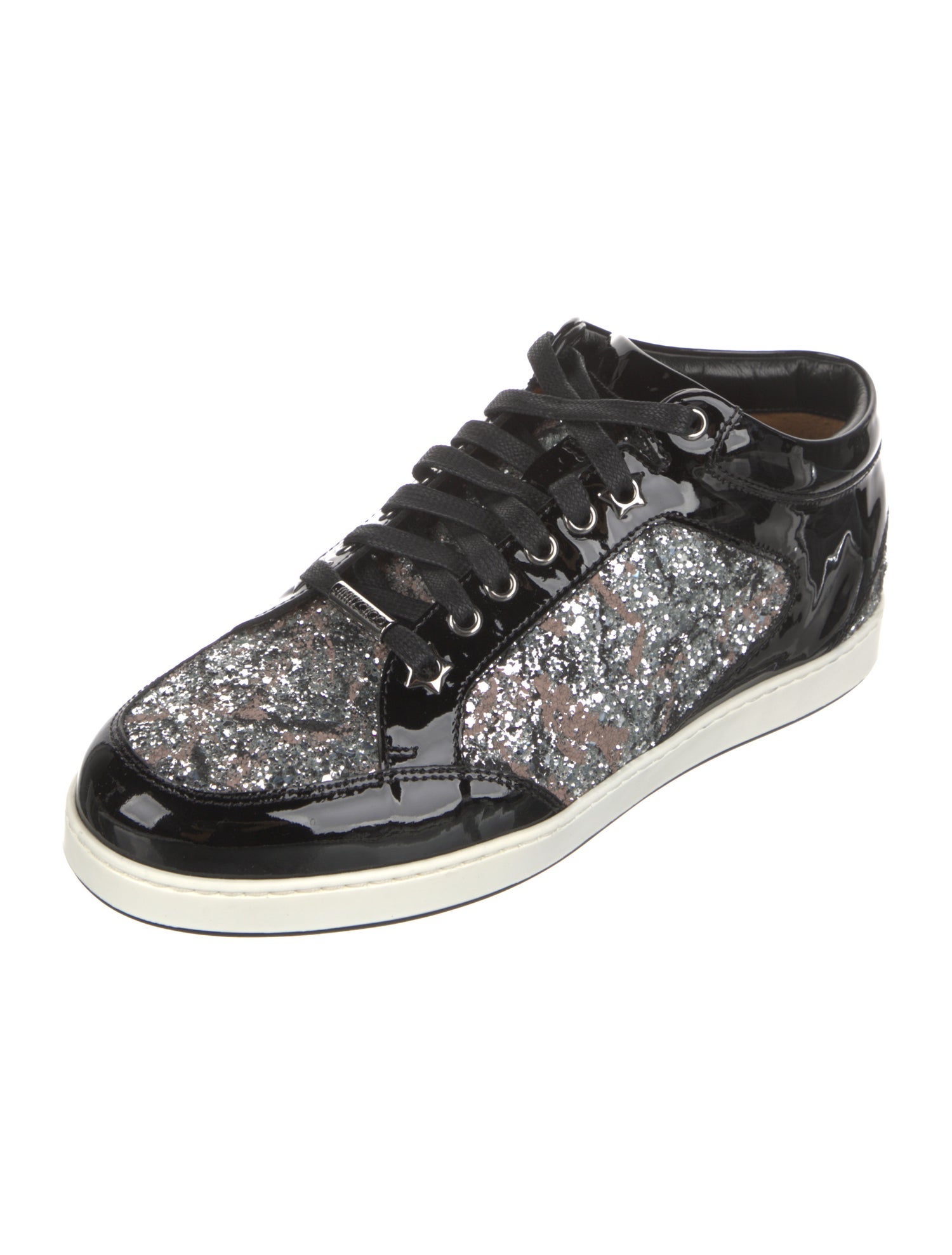 Jimmy Choo Patent Leather Colorblock Pattern Sneakers