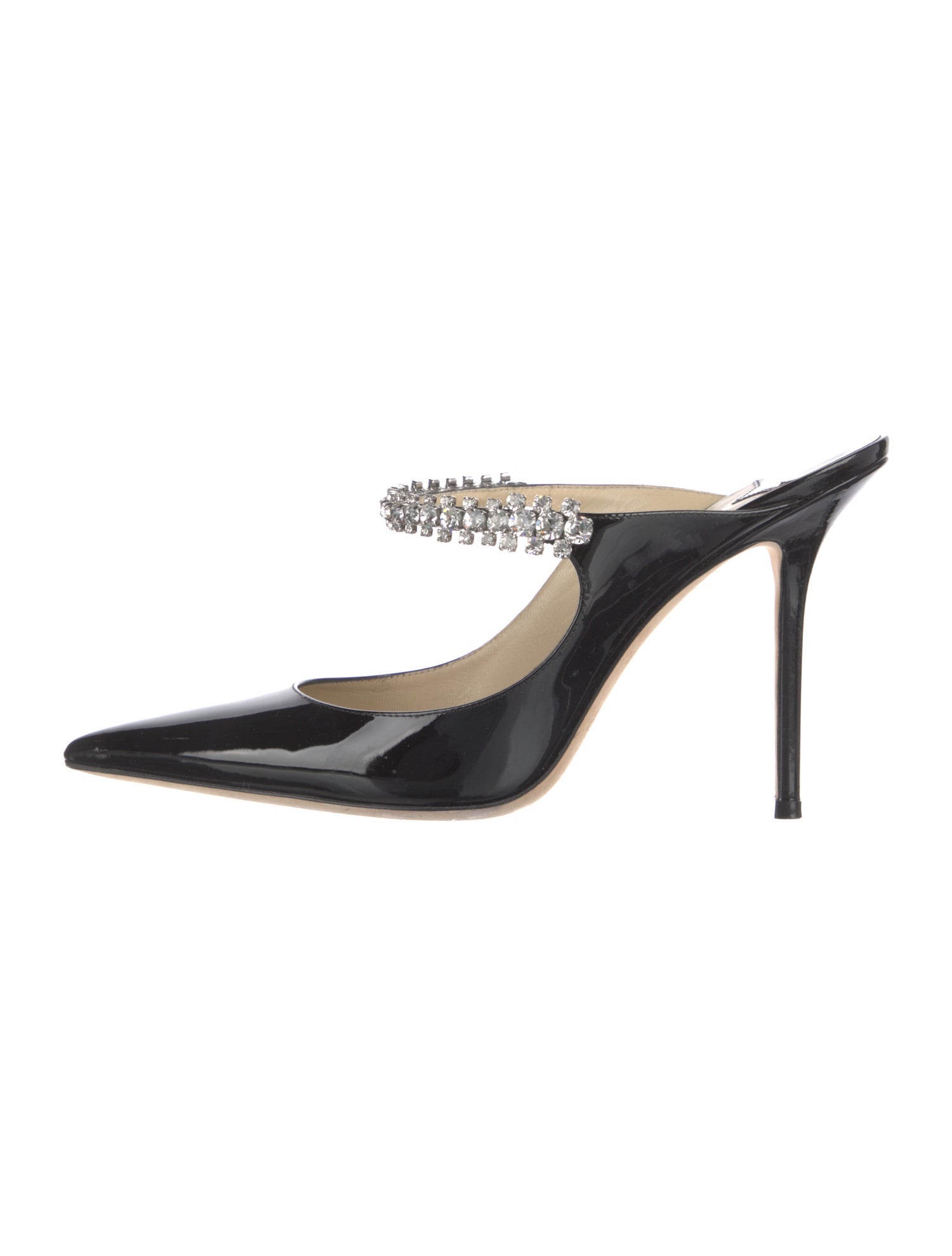 Jimmy Choo Patent Leather Crystal Embellishments Mules