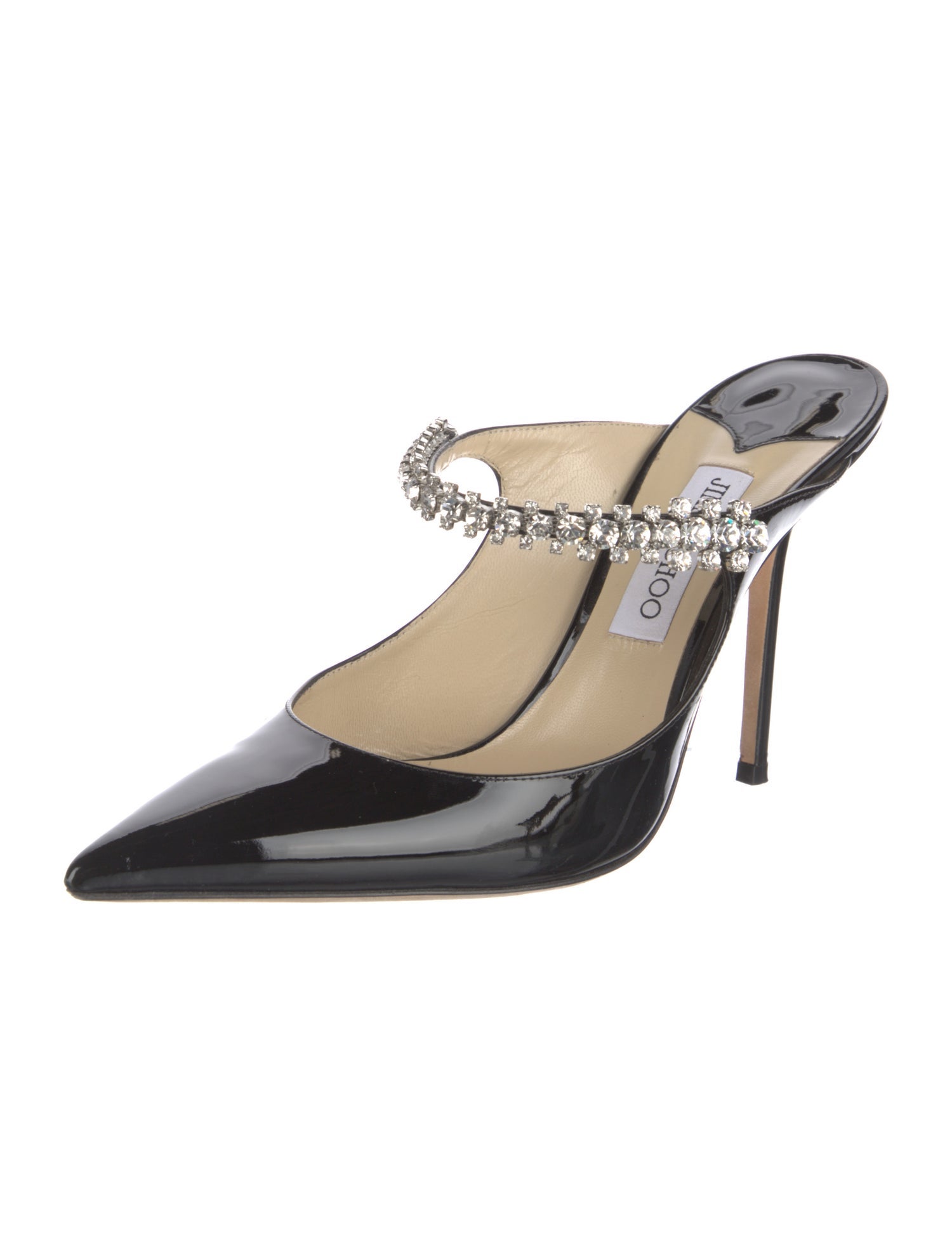 Jimmy Choo Patent Leather Crystal Embellishments Mules