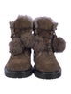 Jimmy Choo Suede Pom-Pom Embellishments Combat Boots