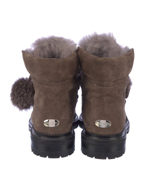 Jimmy Choo Suede Pom-Pom Embellishments Combat Boots