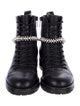 Jimmy Choo Leather Crystal Embellishments Combat Boots