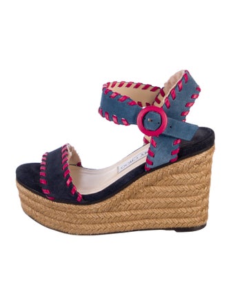 Jimmy Choo Suede Colorblock Pattern Espadrilles