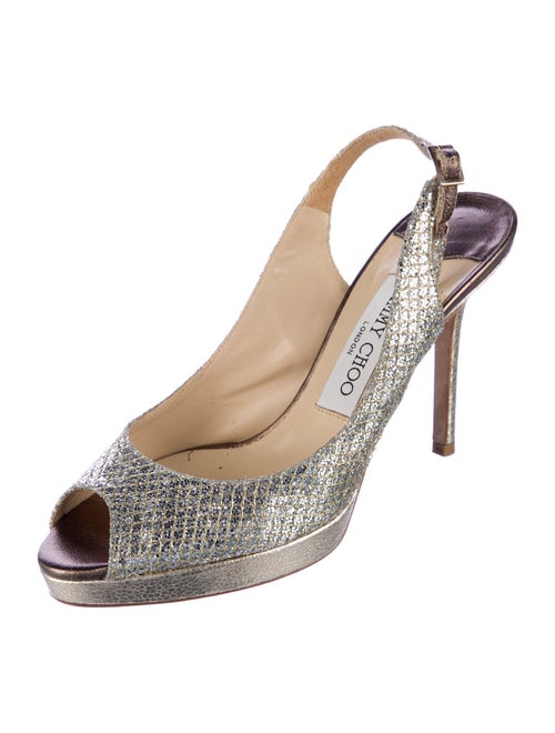 Jimmy Choo Glitter Plaid Print Slingback Sandals