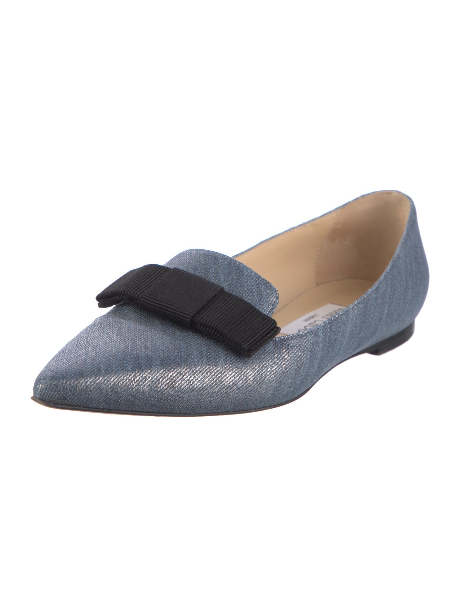 Jimmy Choo Canvas Bow Accents Ballet Flats