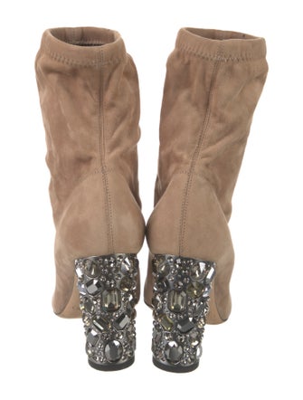 Jimmy Choo Suede Crystal Embellishments Sock Boots