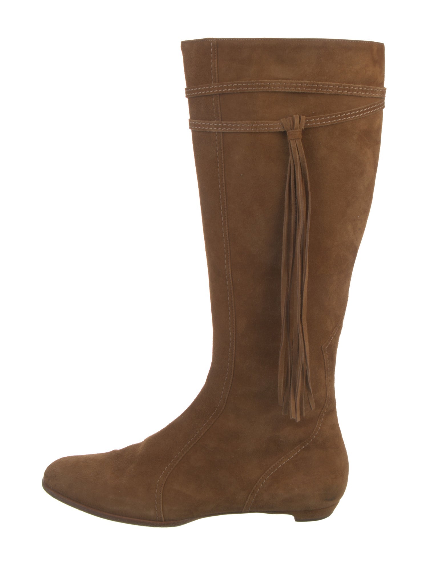 Jimmy Choo Suede Fringe Trim Accent Riding Boots