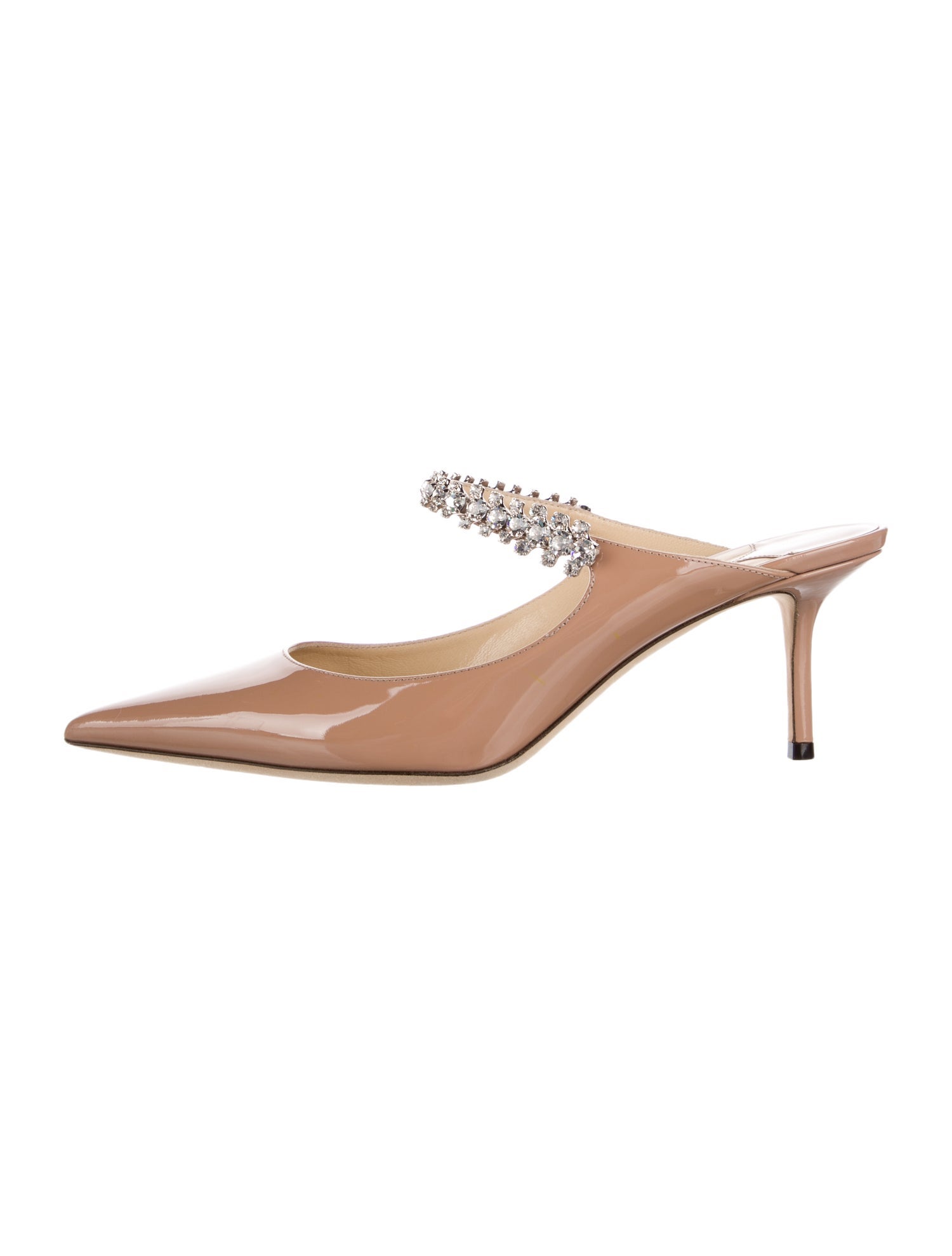 Jimmy Choo Patent Leather Crystal Embellishments Mules