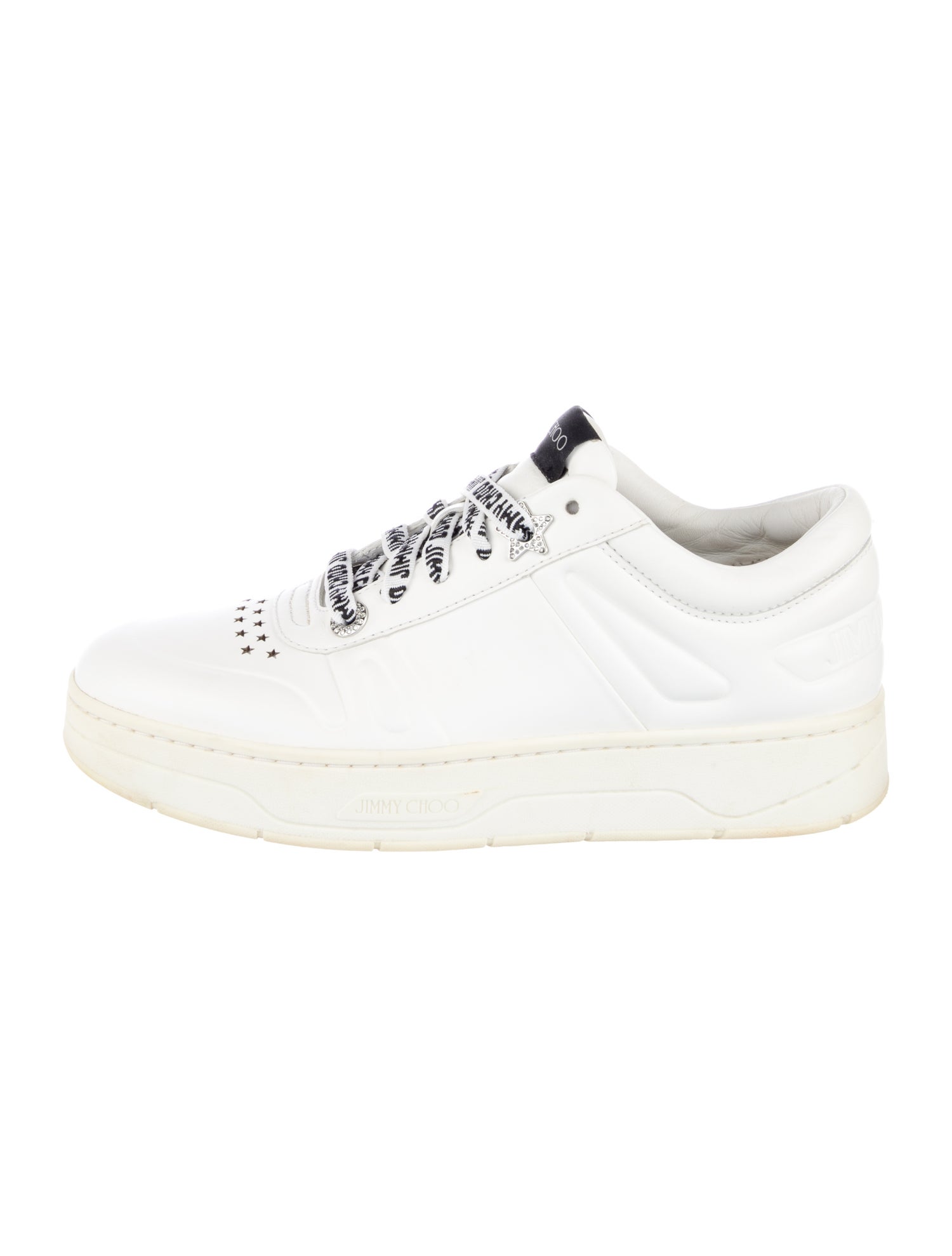 Jimmy Choo Leather Crystal Embellishments Sneakers