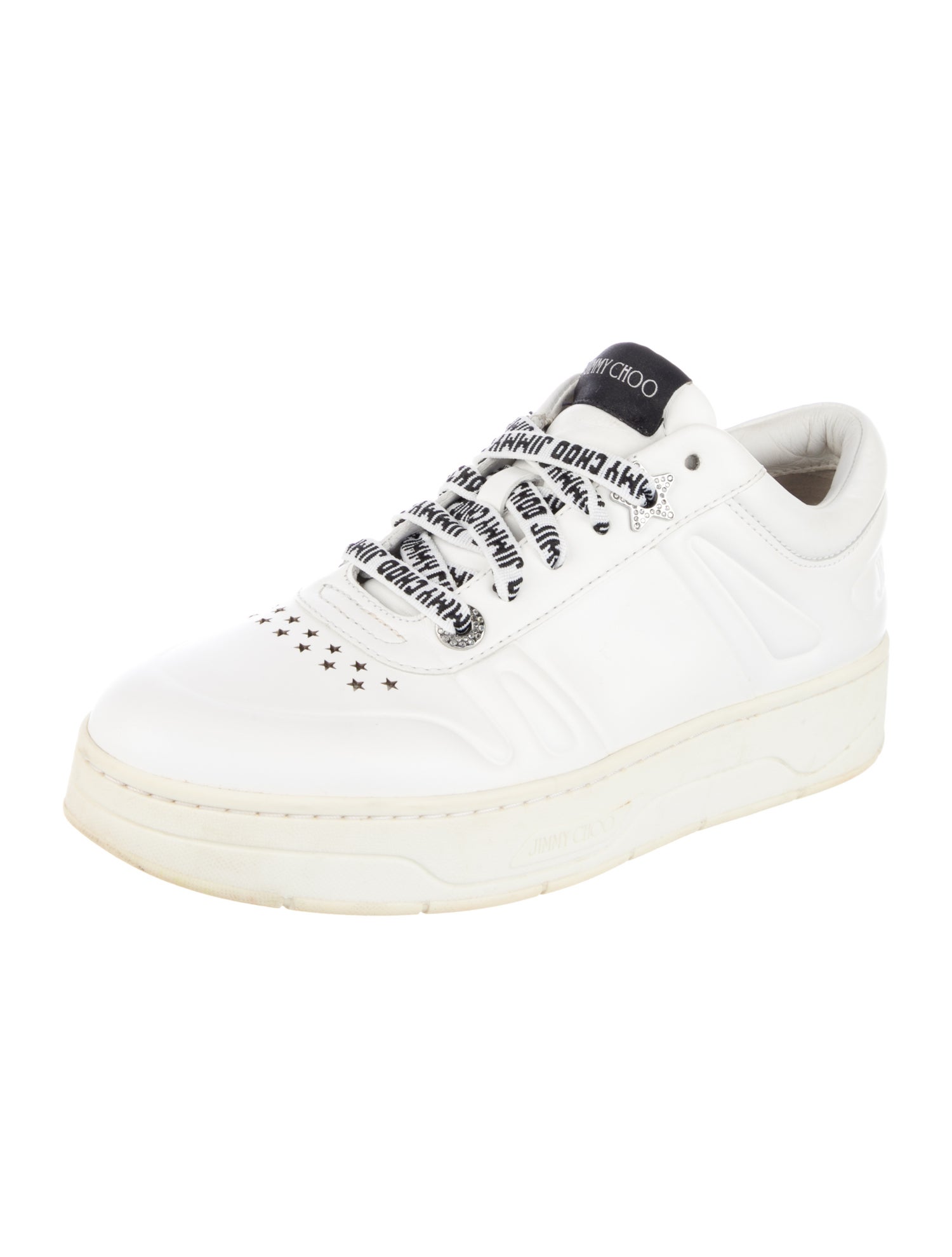 Jimmy Choo Leather Crystal Embellishments Sneakers