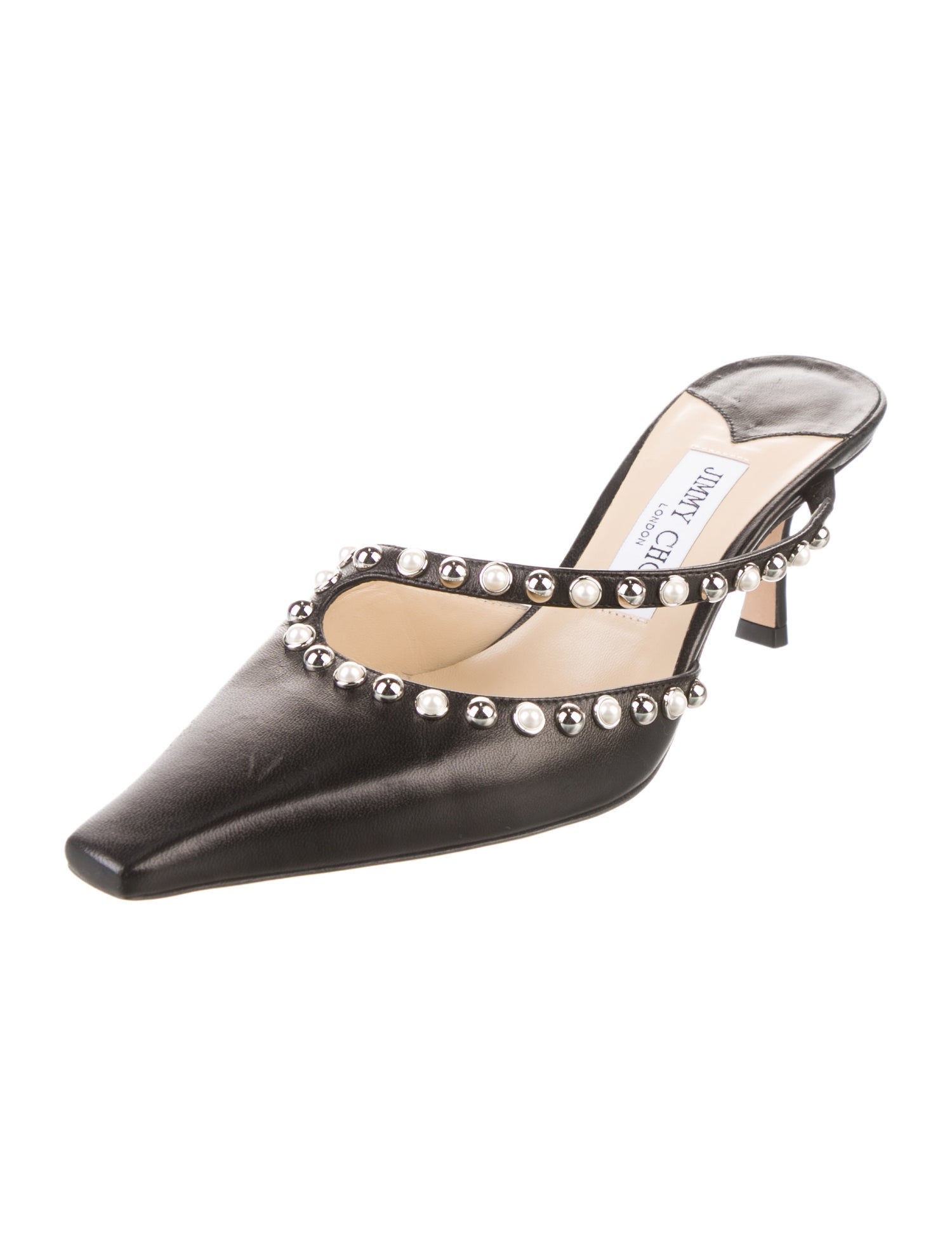 Jimmy Choo Leather Studded Accents Mules