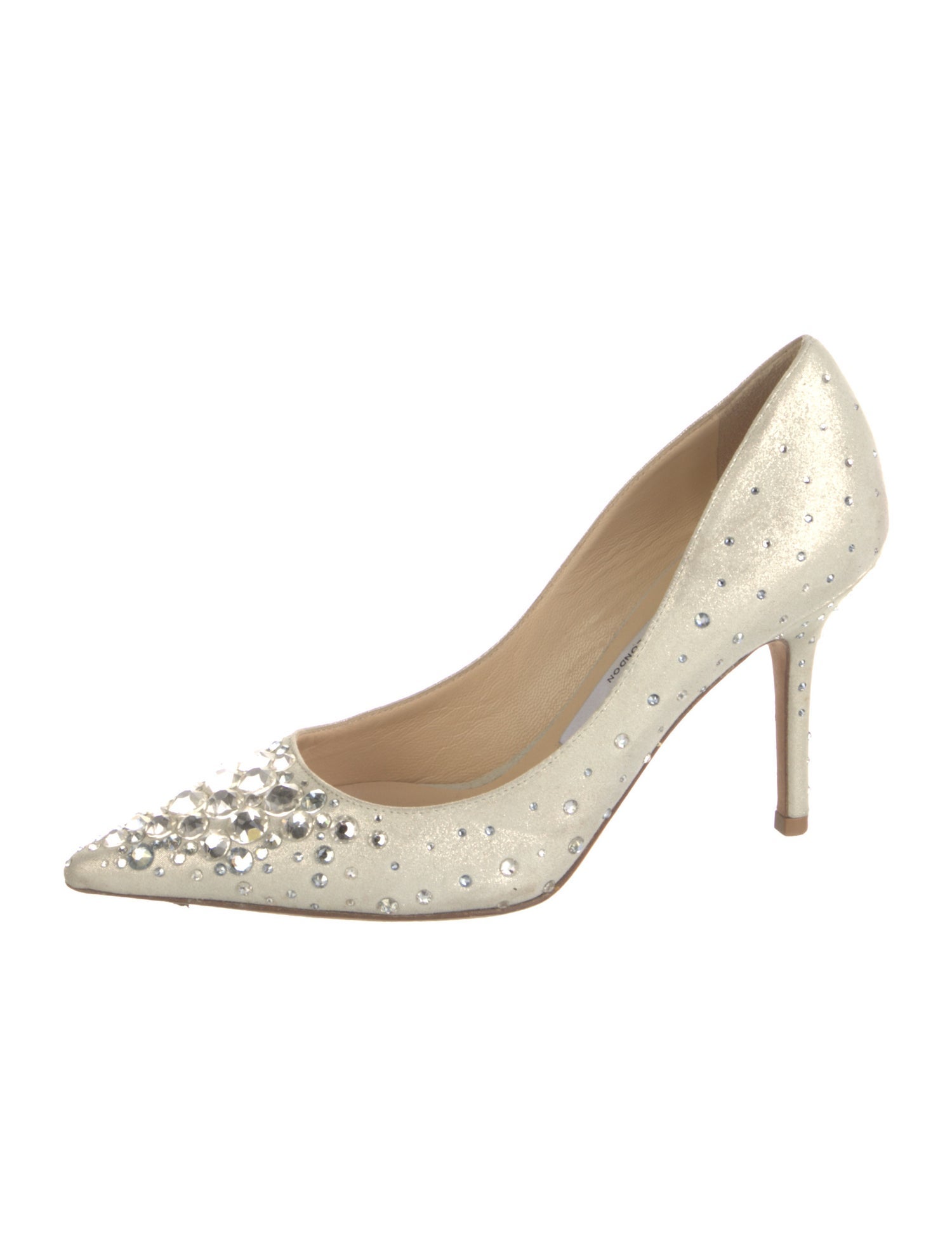 Jimmy Choo Satin Crystal Embellishments Pumps