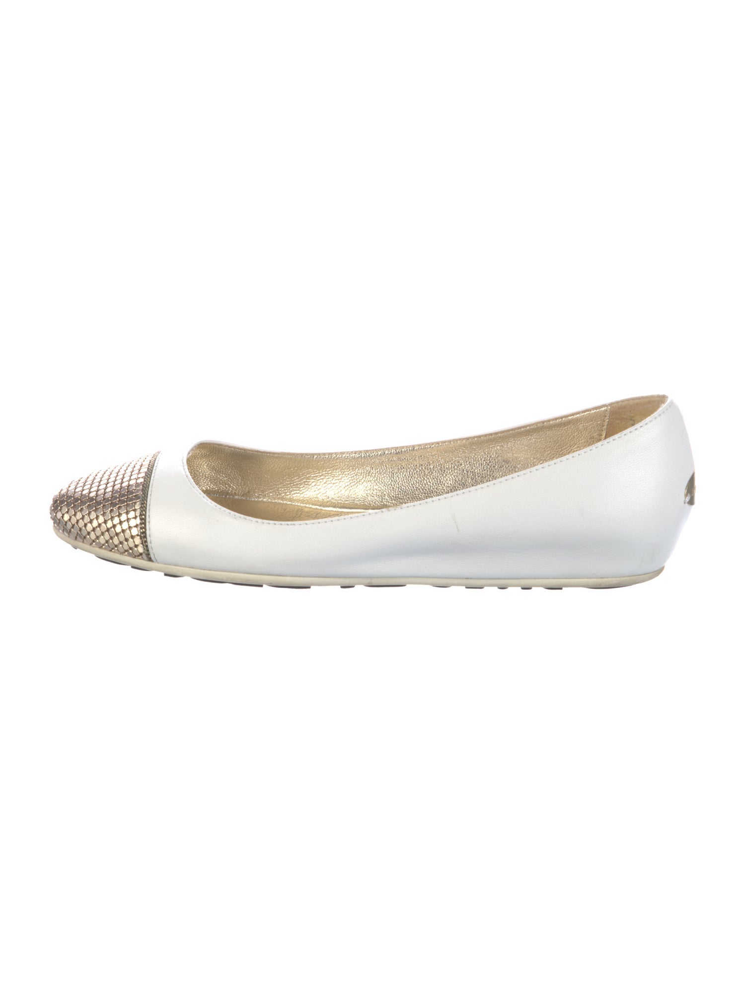 Jimmy Choo Leather Colorblock Pattern Ballet Flats