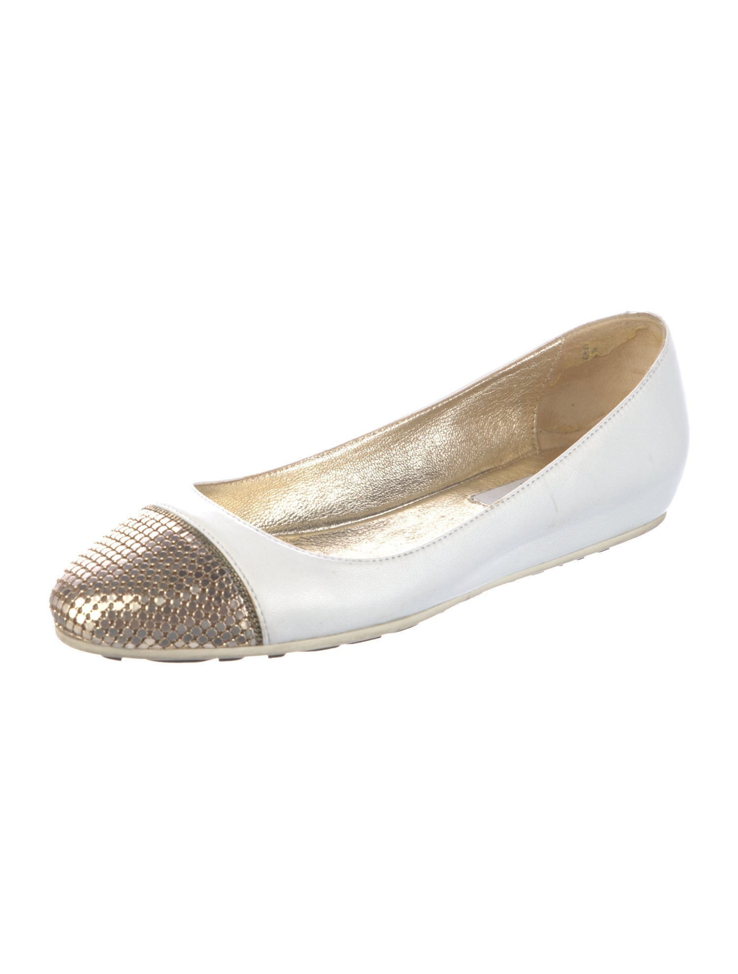 Jimmy Choo Leather Colorblock Pattern Ballet Flats