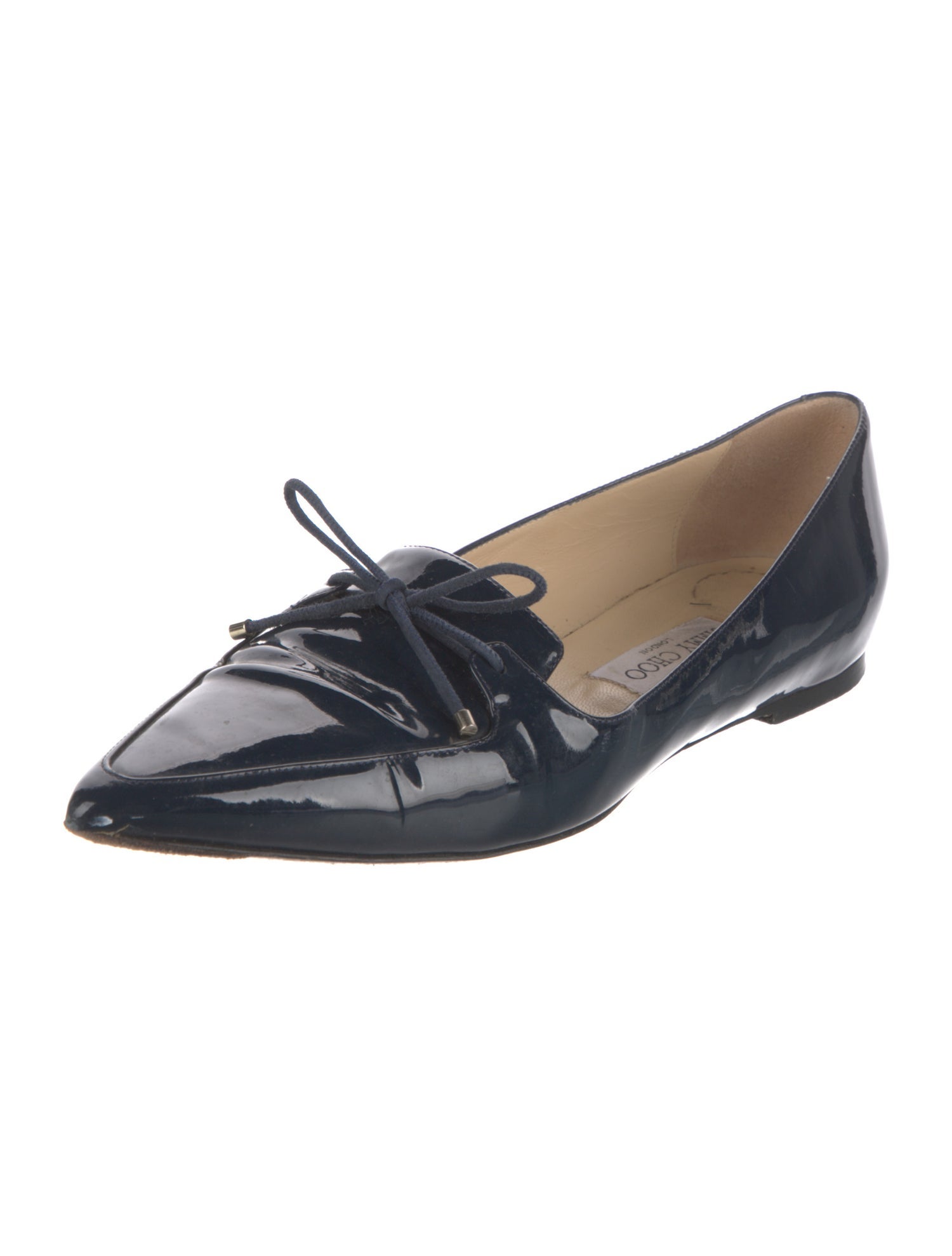 Jimmy Choo Patent Leather Bow Accents Ballet Flats