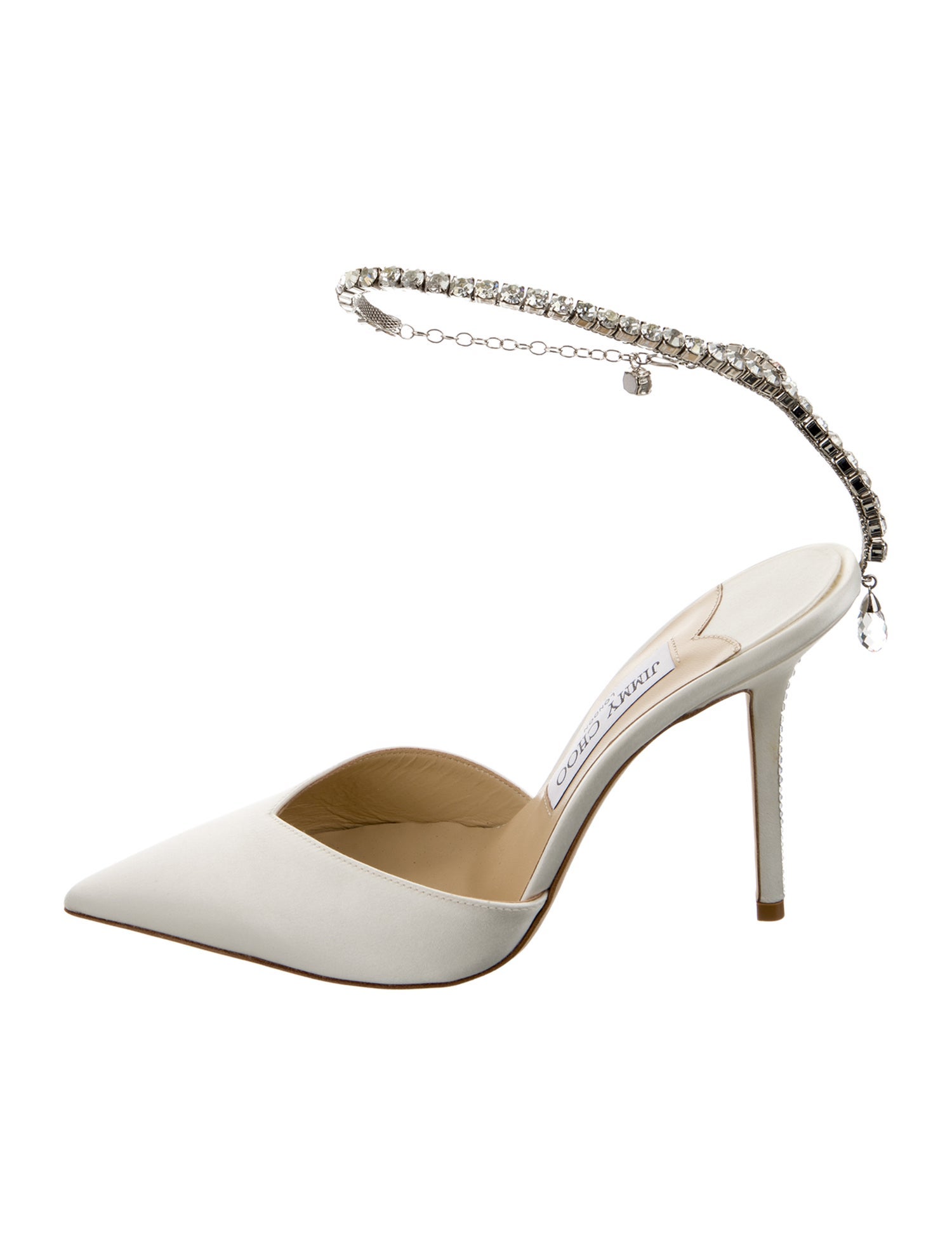 Jimmy Choo Satin Crystal Embellishments D'Orsay Pumps