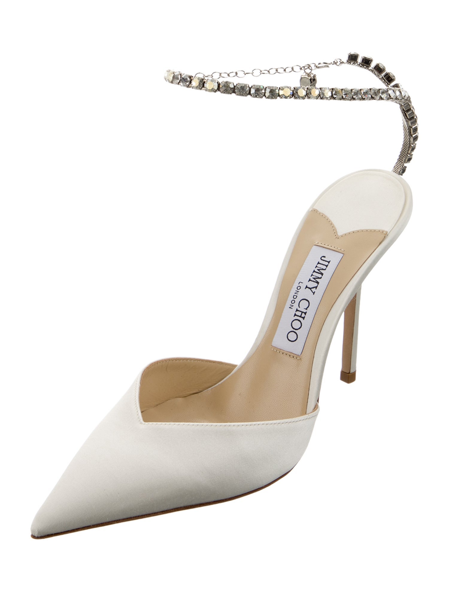 Jimmy Choo Satin Crystal Embellishments D'Orsay Pumps