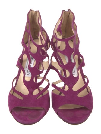 Jimmy Choo Suede Cutout Accent Gladiator Sandals