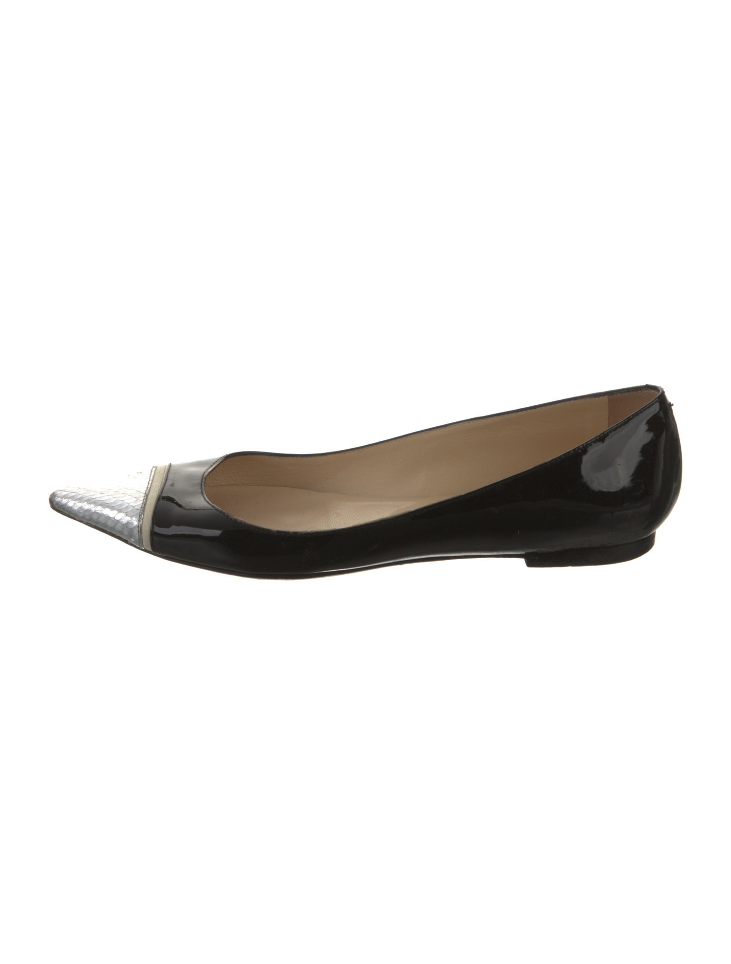 Jimmy Choo Patent Leather Colorblock Pattern Ballet Flats
