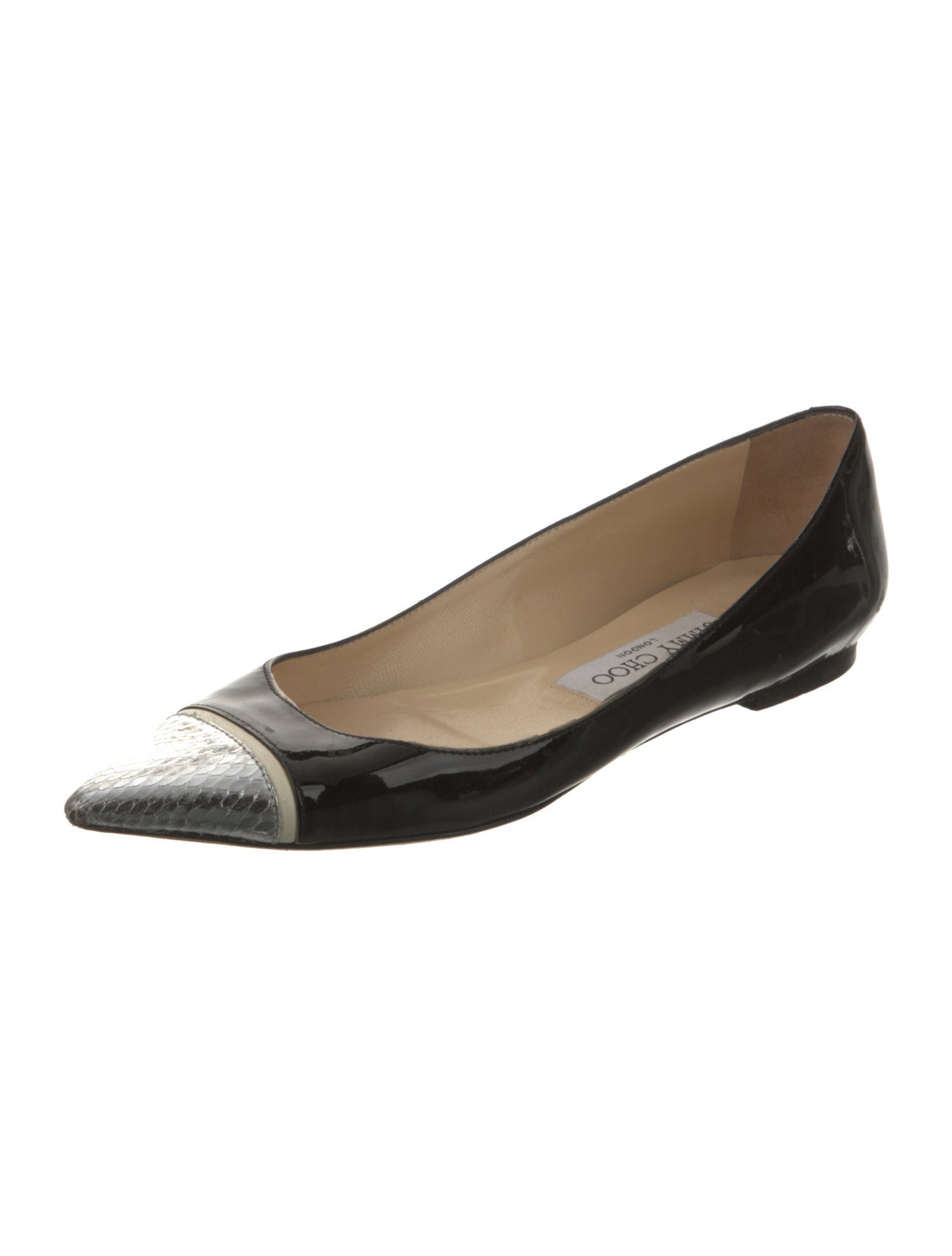Jimmy Choo Patent Leather Colorblock Pattern Ballet Flats