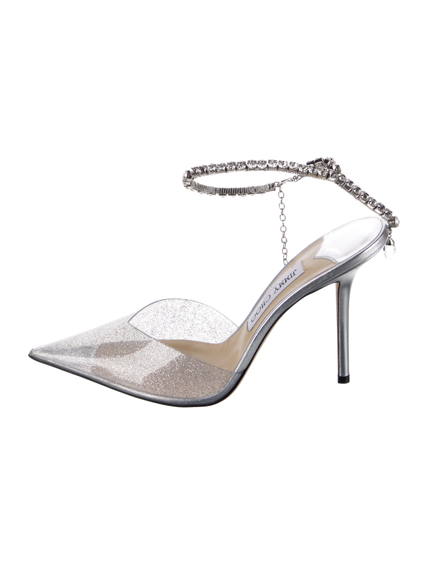 Jimmy Choo Leather Crystal Embellishments Slingback Pumps