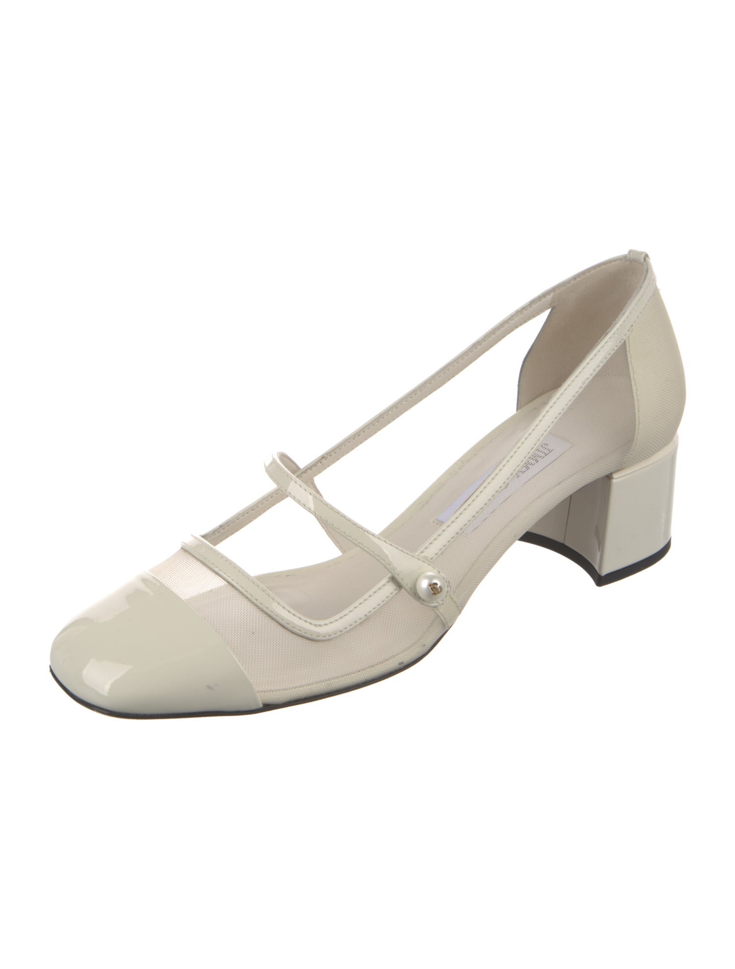 Jimmy Choo Patent Leather Mesh Accents Pumps