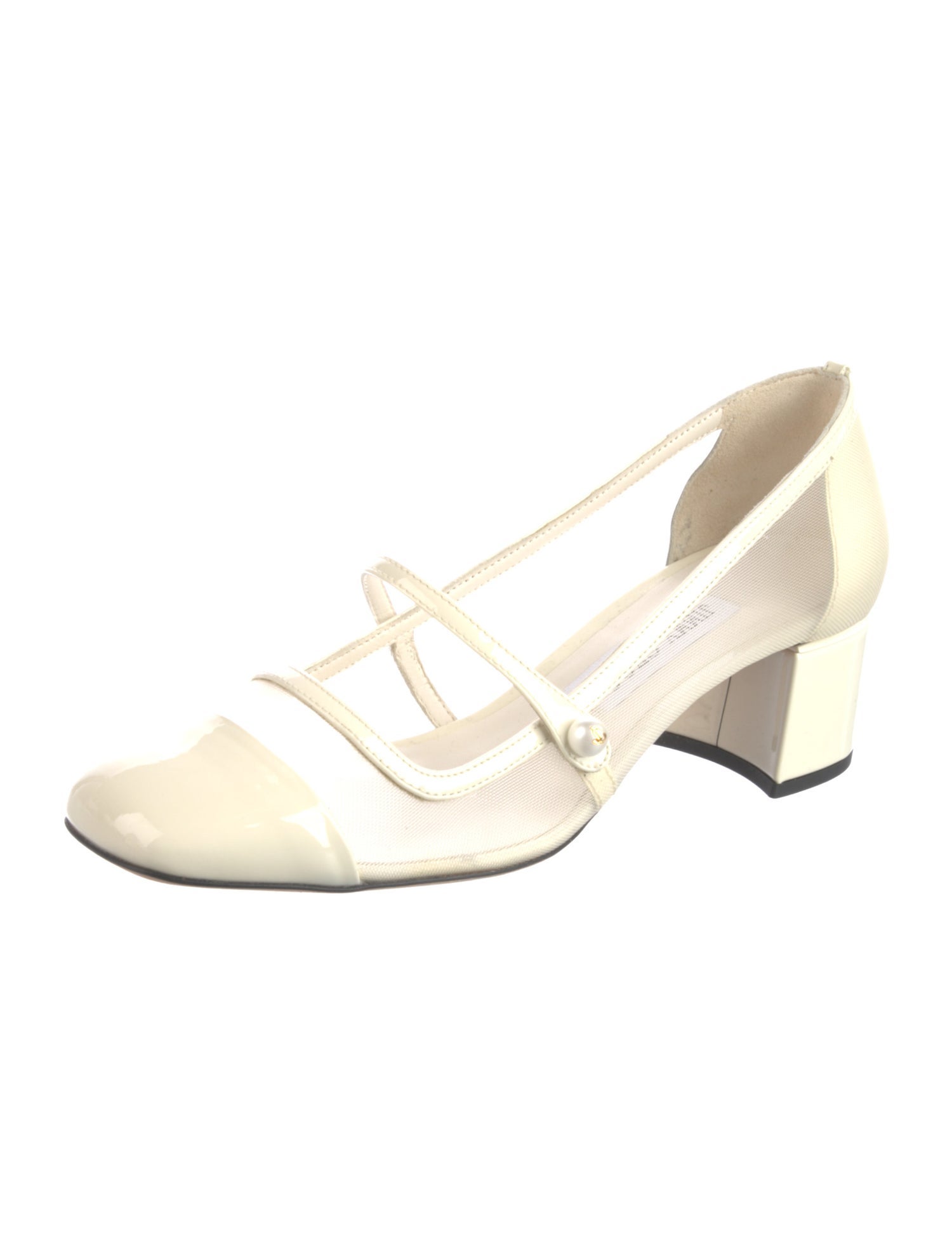 Jimmy Choo Patent Leather Mesh Accents Pumps