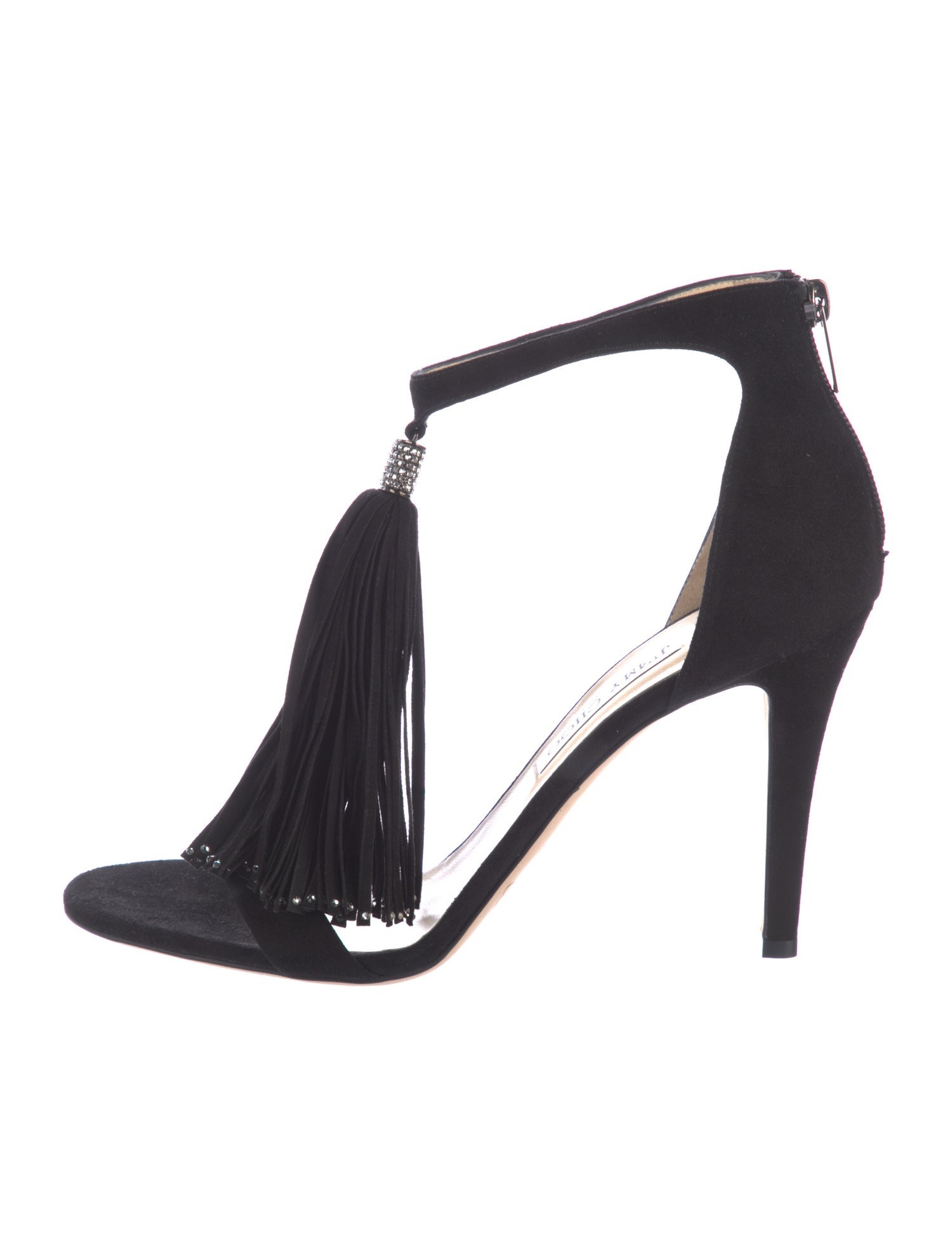 Jimmy Choo Suede Tassel Accents T-Strap Pumps