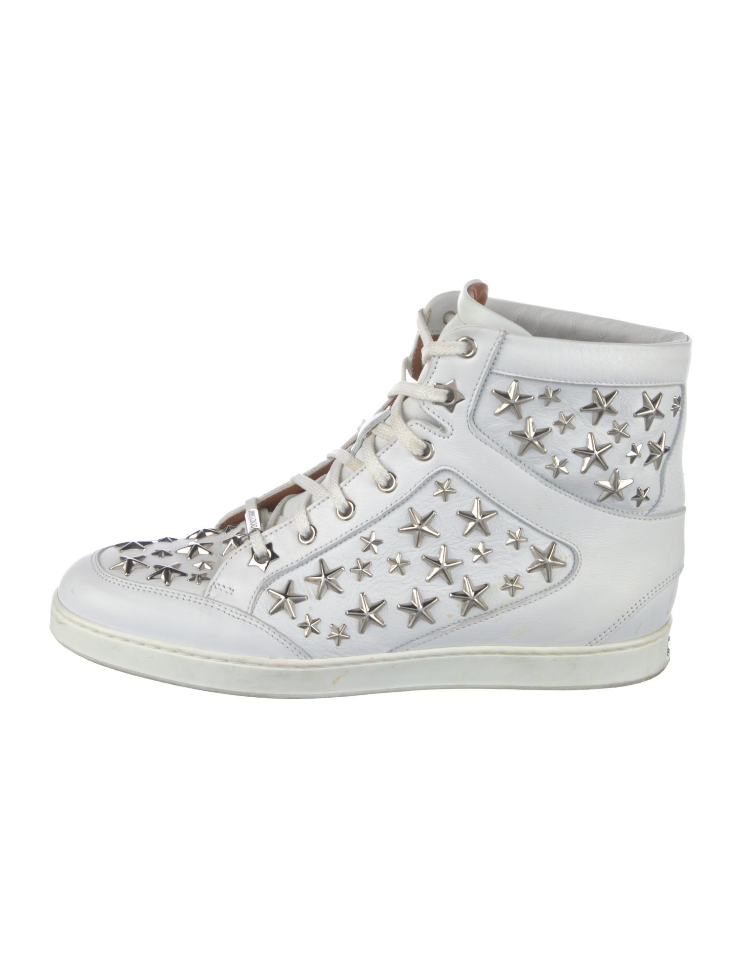 Jimmy Choo Leather Studded Accents Wedge Sneakers
