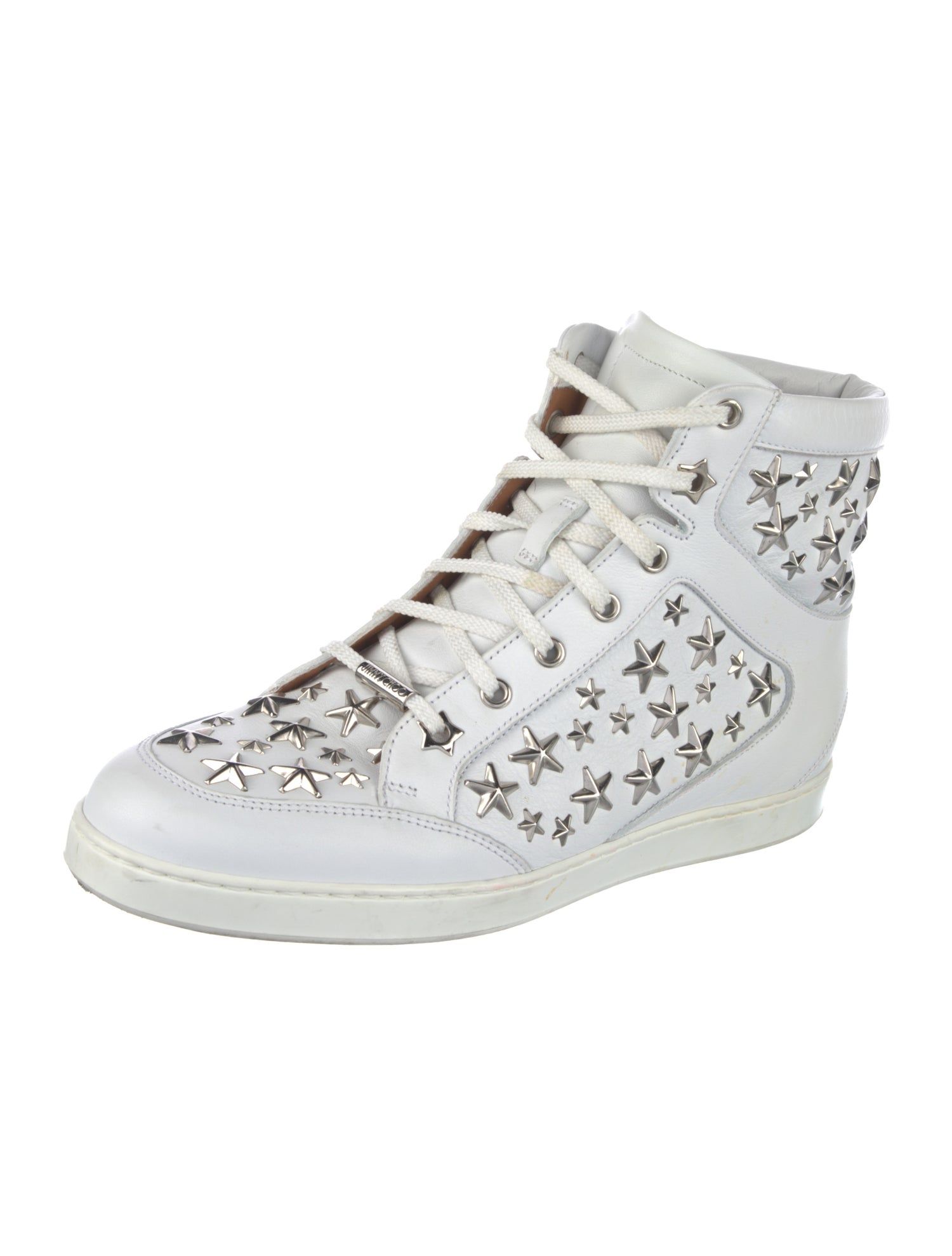 Jimmy Choo Leather Studded Accents Wedge Sneakers