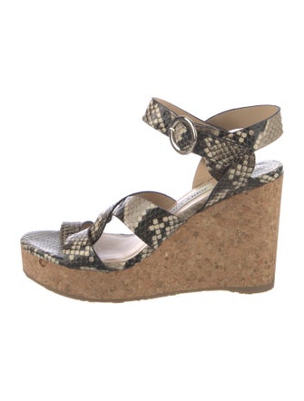 Jimmy Choo Embossed Leather Animal Print Sandals