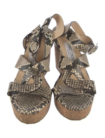 Jimmy Choo Embossed Leather Animal Print Sandals
