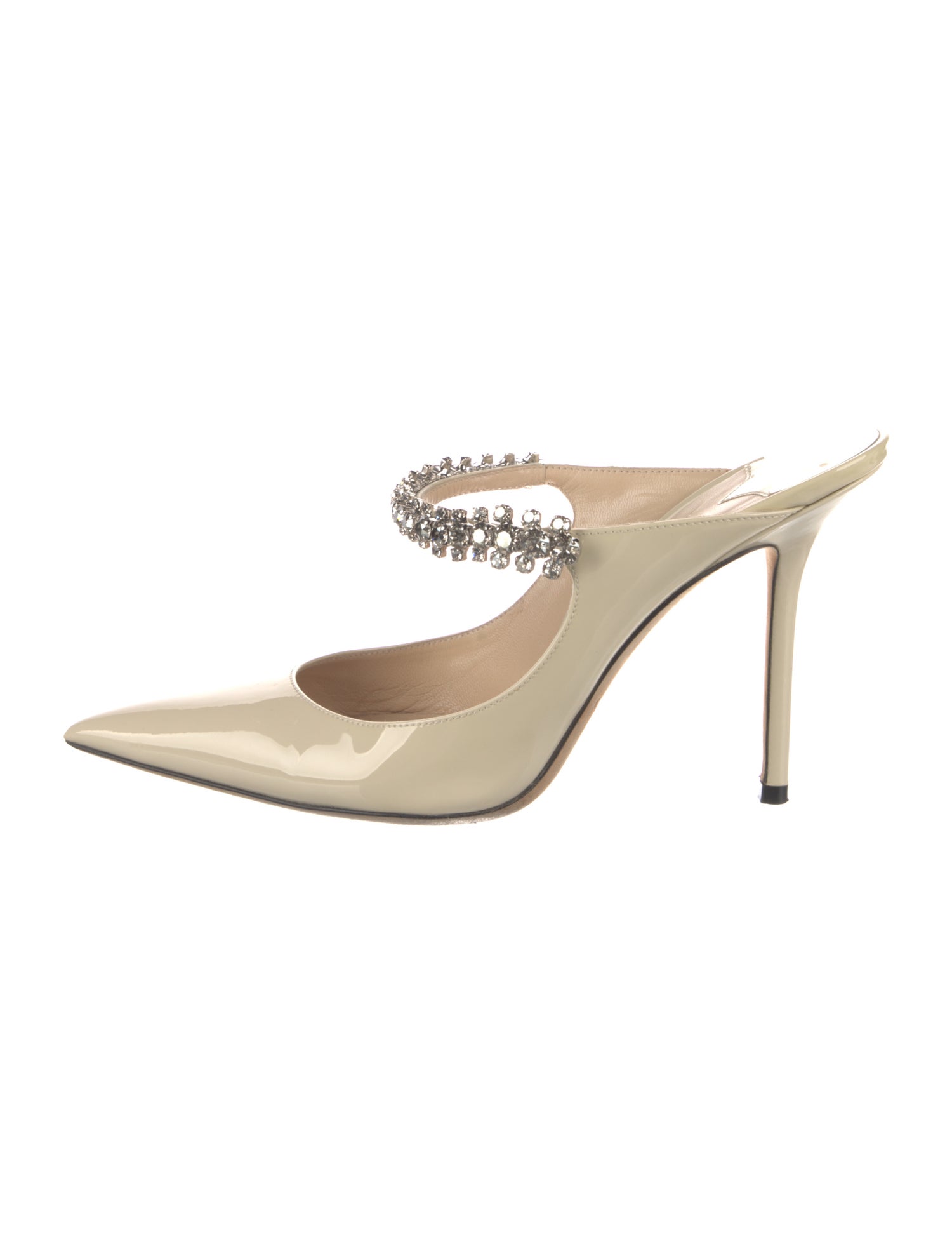 Jimmy Choo Patent Leather Crystal Embellishments Mules