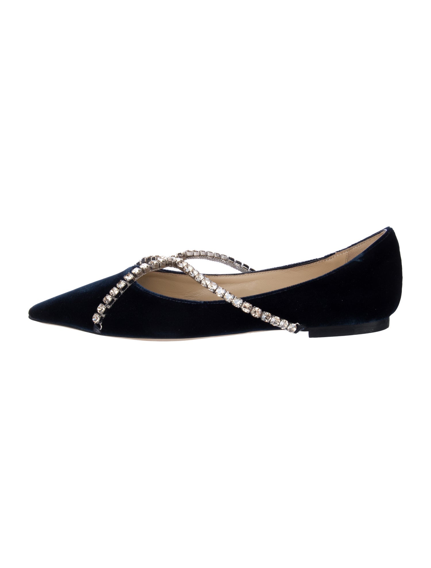 Jimmy Choo Leather Crystal Embellishments Ballet Flats