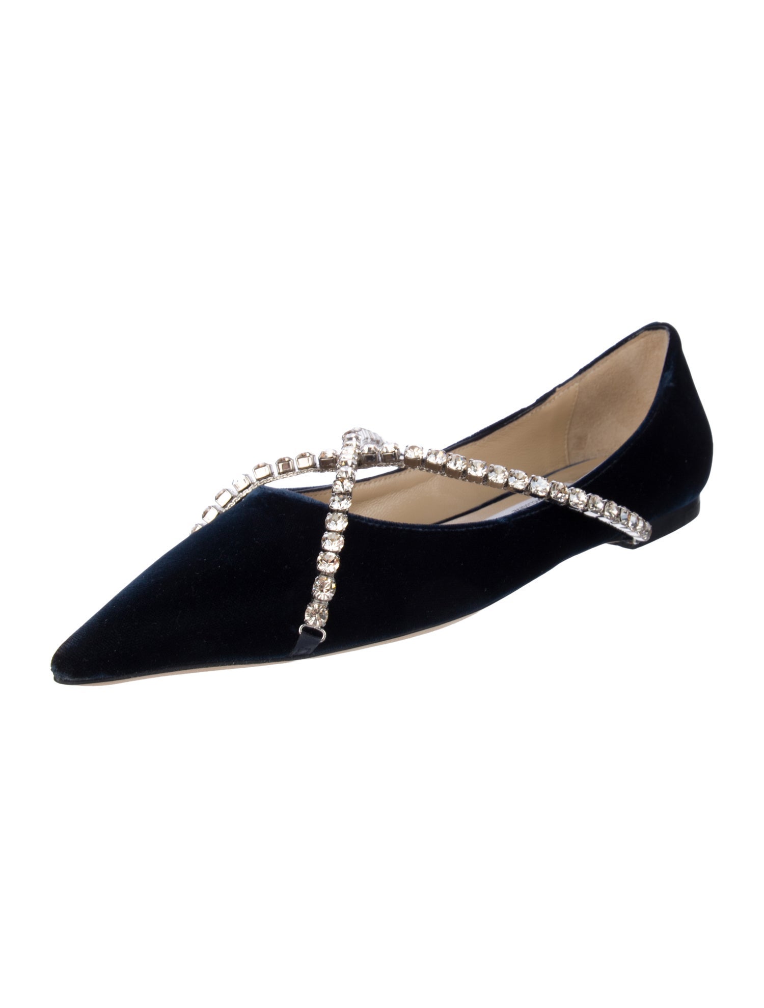 Jimmy Choo Leather Crystal Embellishments Ballet Flats