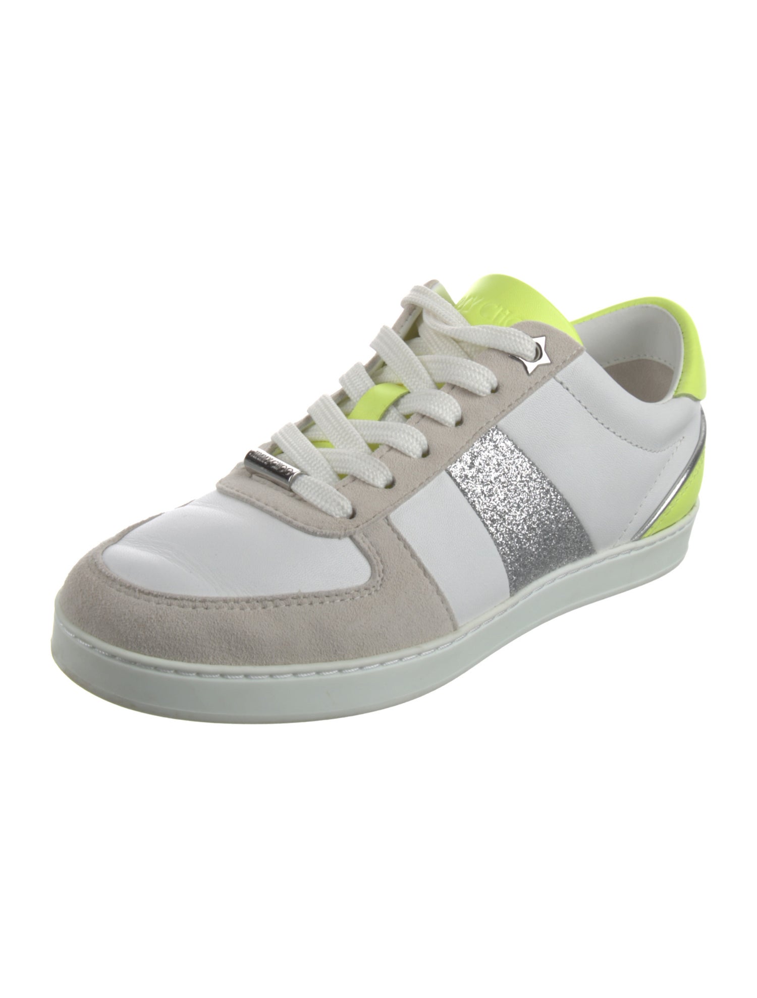 Jimmy Choo Leather Colorblock Pattern Sneakers