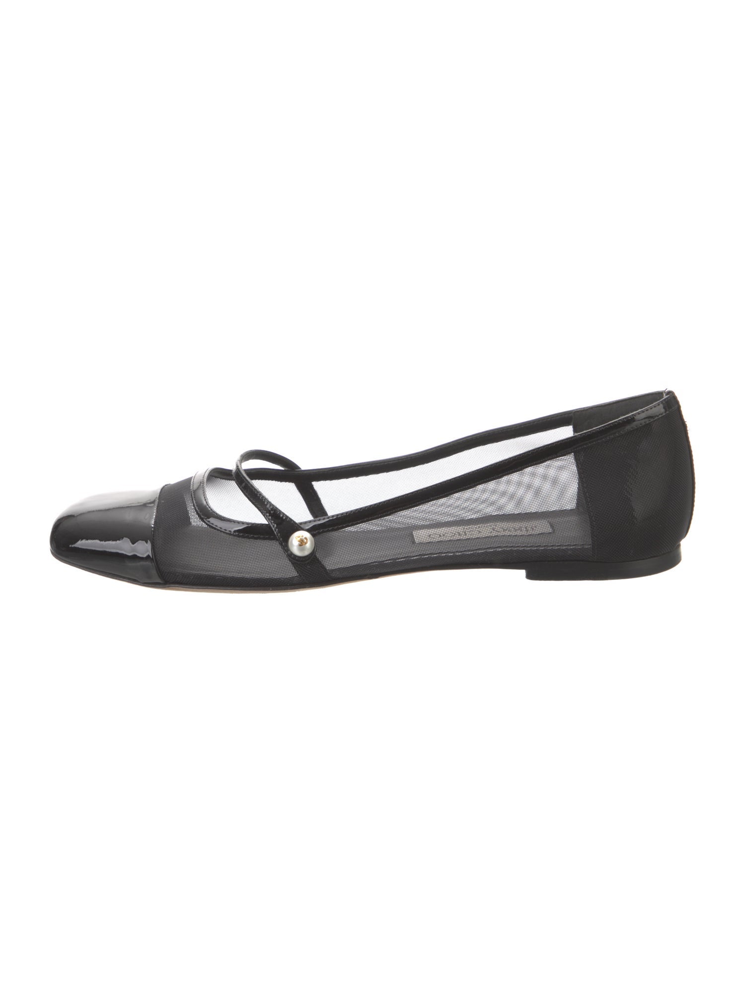 Jimmy Choo Patent Leather Mesh Accents Ballet Flats