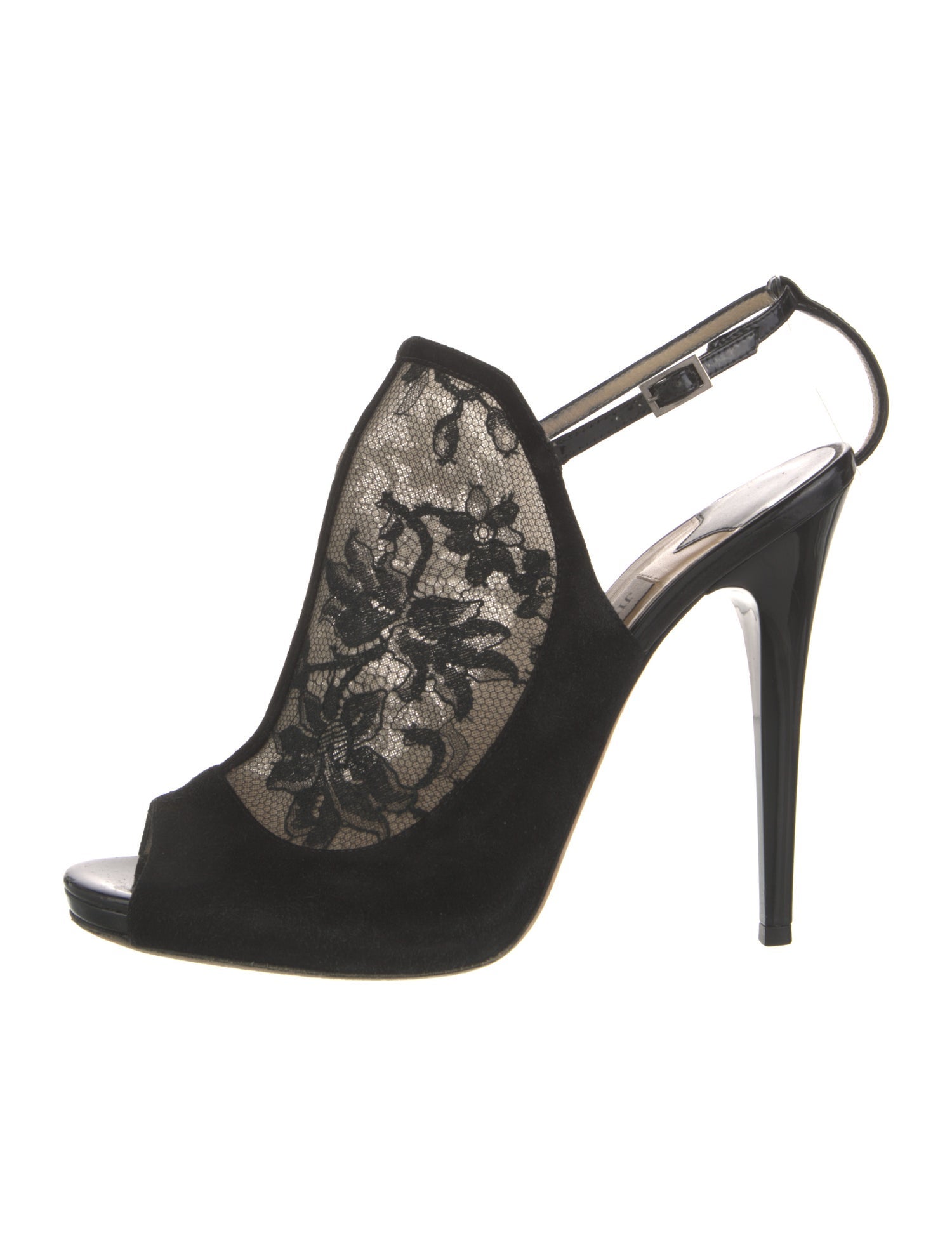 Jimmy Choo Suede Lace Pattern Slingback Pumps