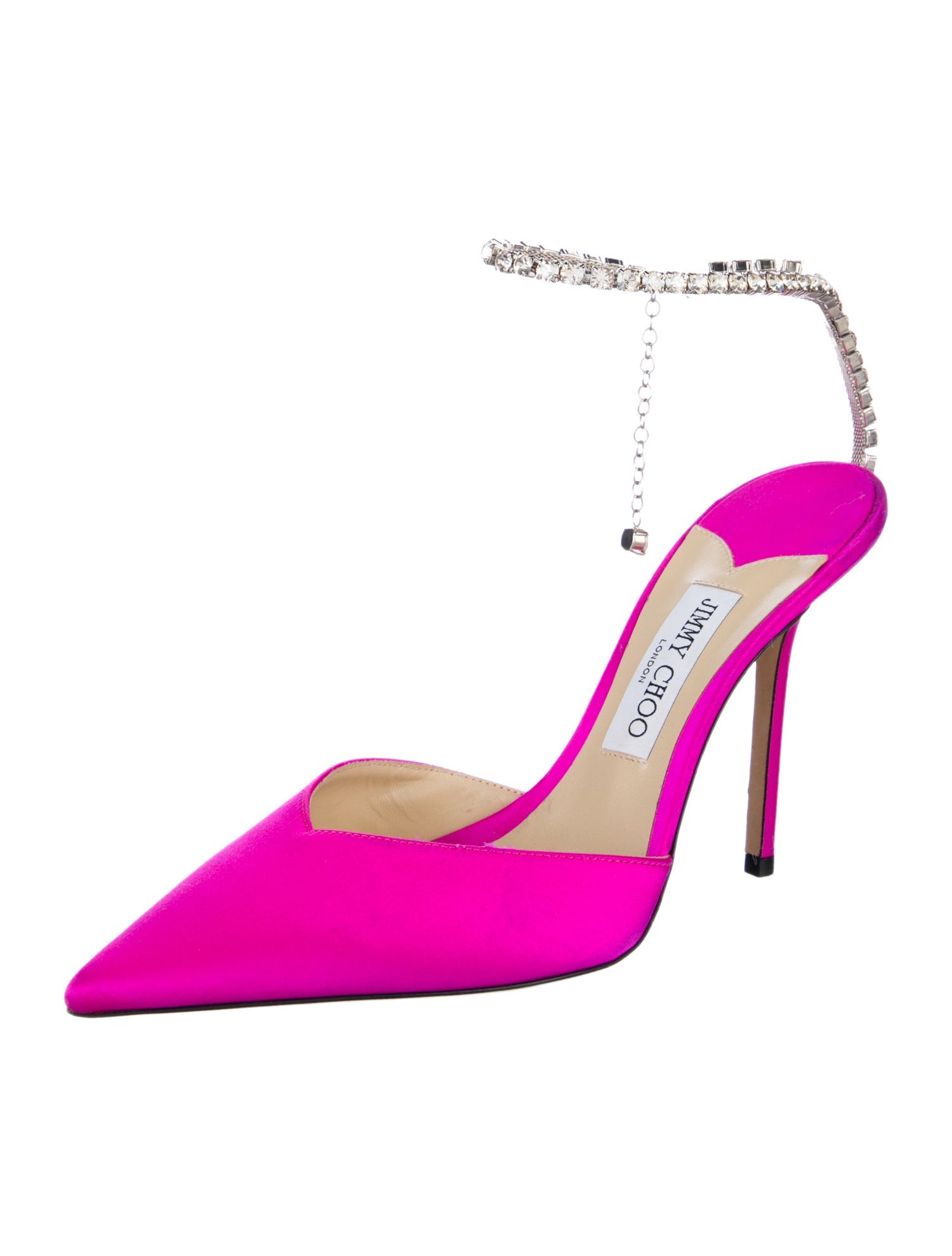 Jimmy Choo Satin Crystal Embellishments Slingback Pumps