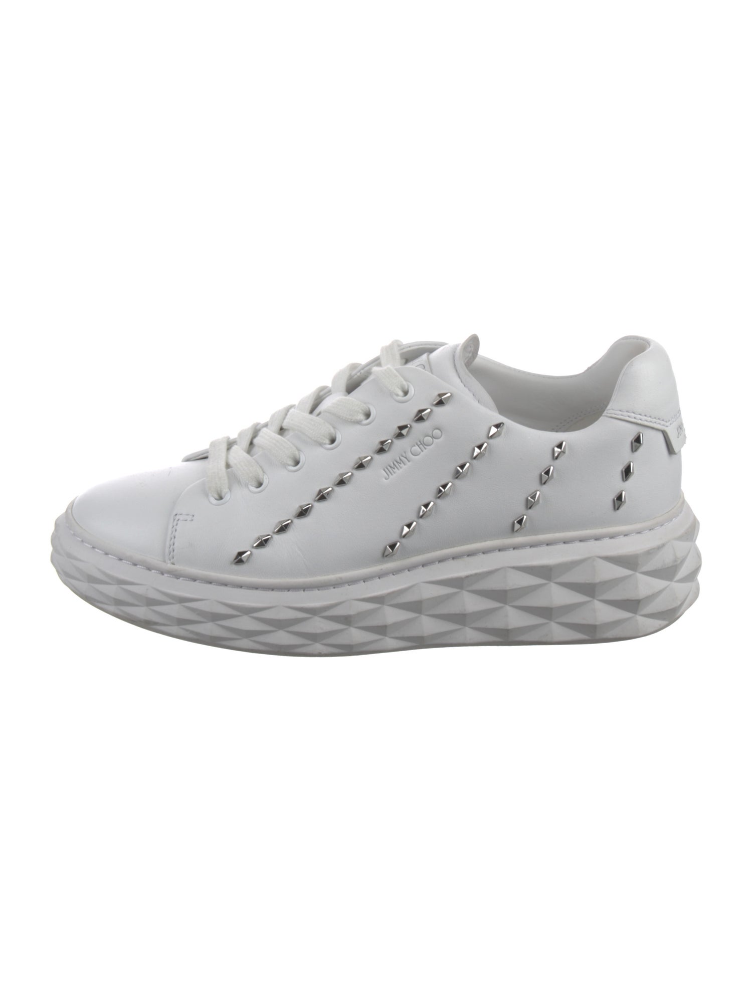Jimmy Choo Leather Studded Accents Sneakers