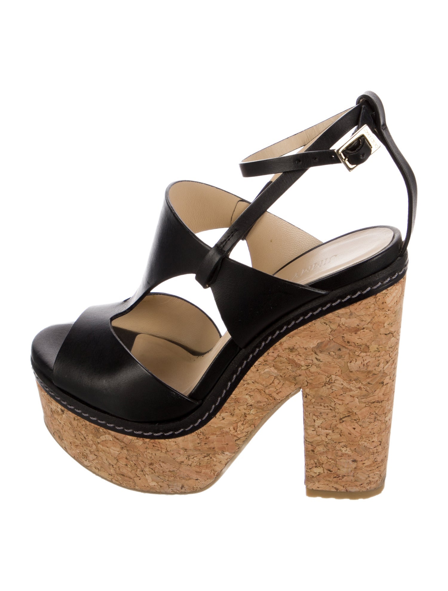 Jimmy Choo Leather T-Strap Sandals