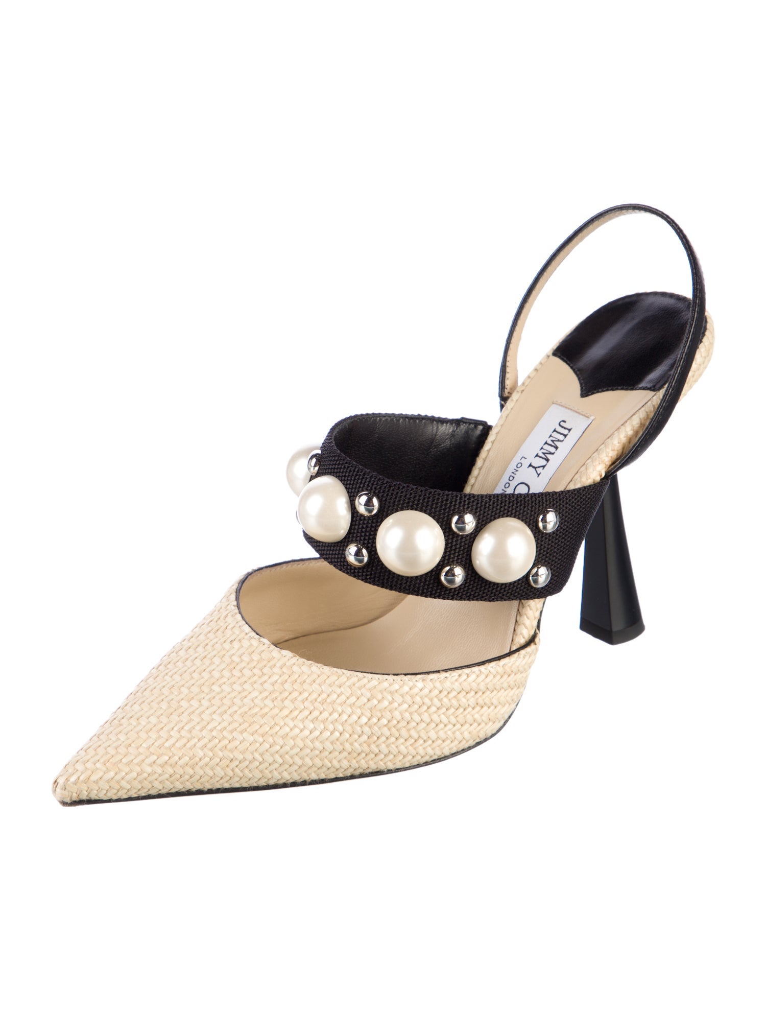 Jimmy Choo Raffia Colorblock Pattern Mules