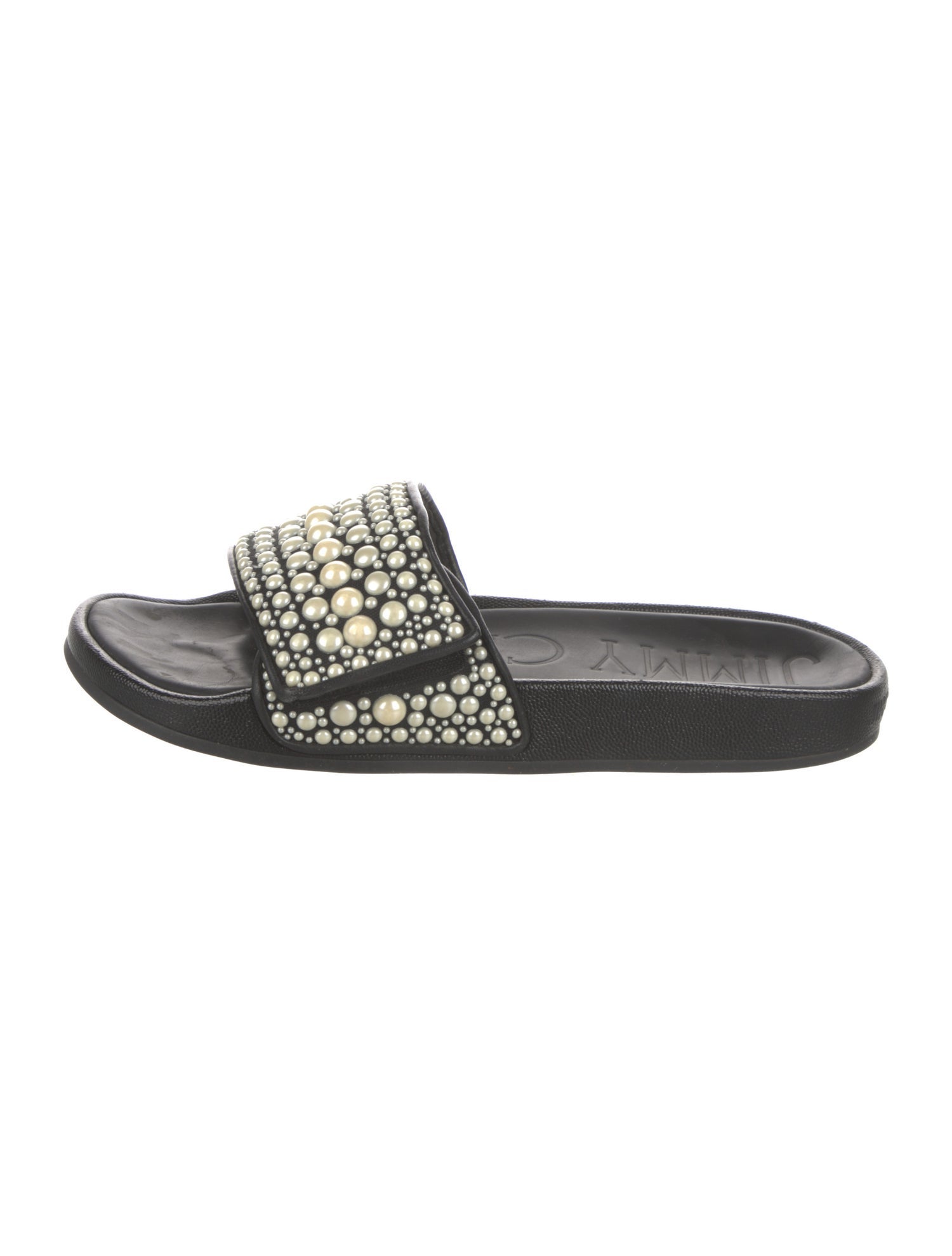 Jimmy Choo Rubber Beaded Accents Slides
