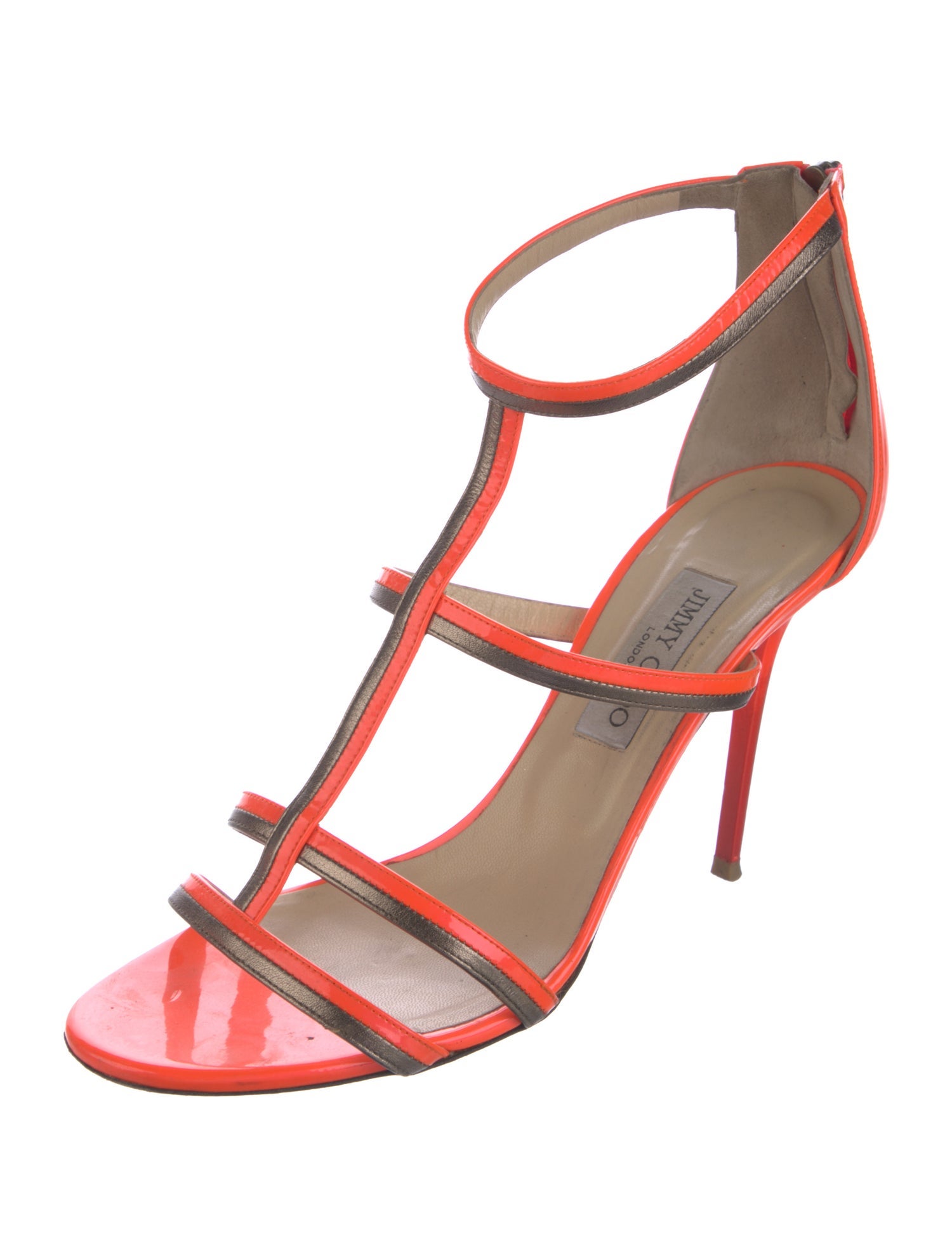 Jimmy Choo Patent Leather T-Strap Sandals