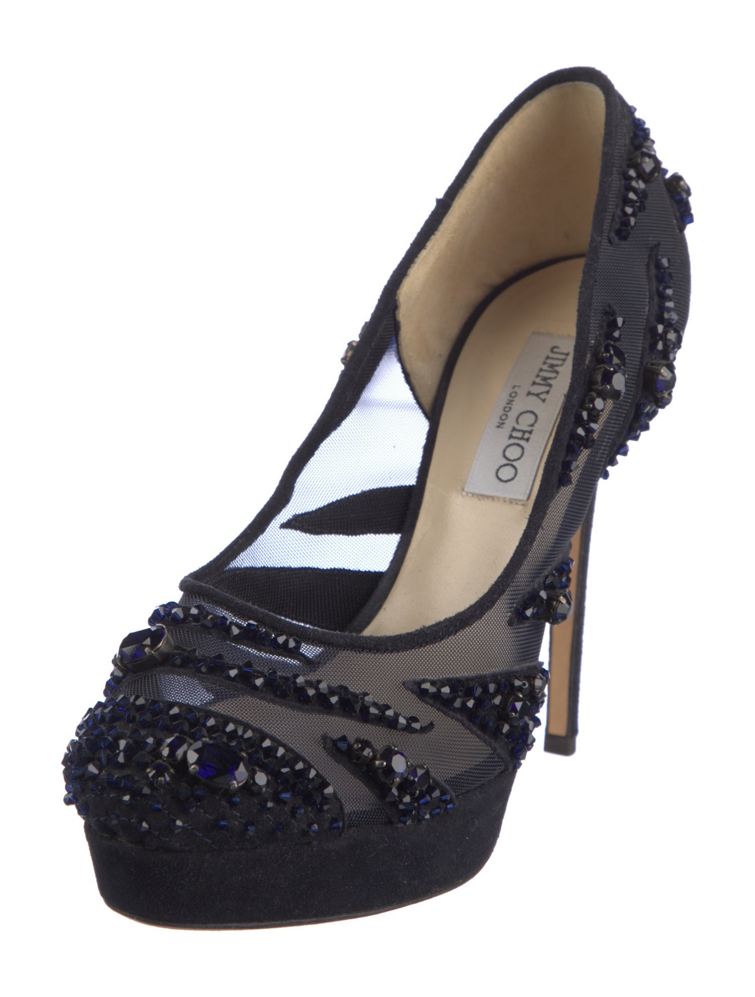 Jimmy Choo Suede Crystal Embellishments Pumps
