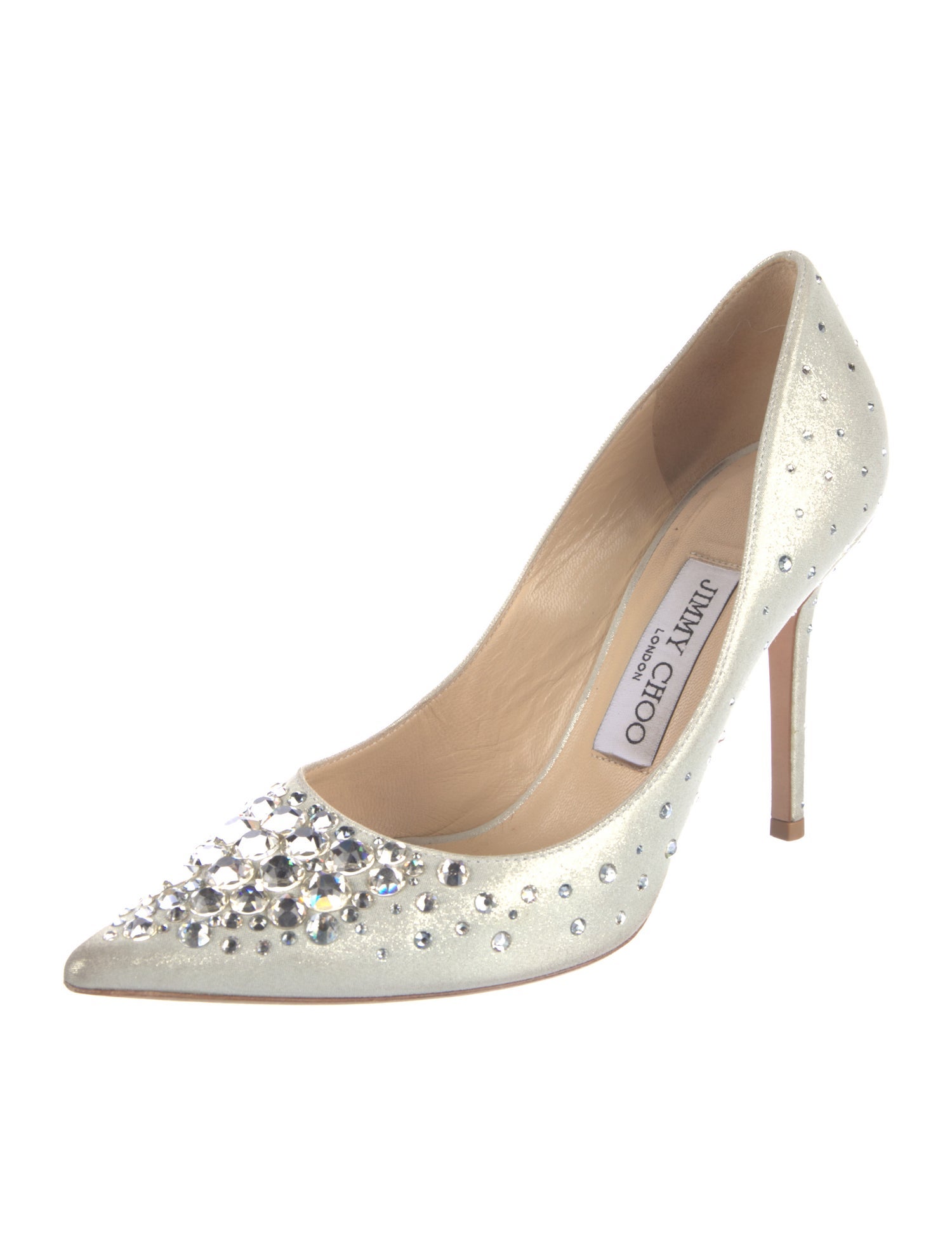 Jimmy Choo Satin Crystal Embellishments Pumps