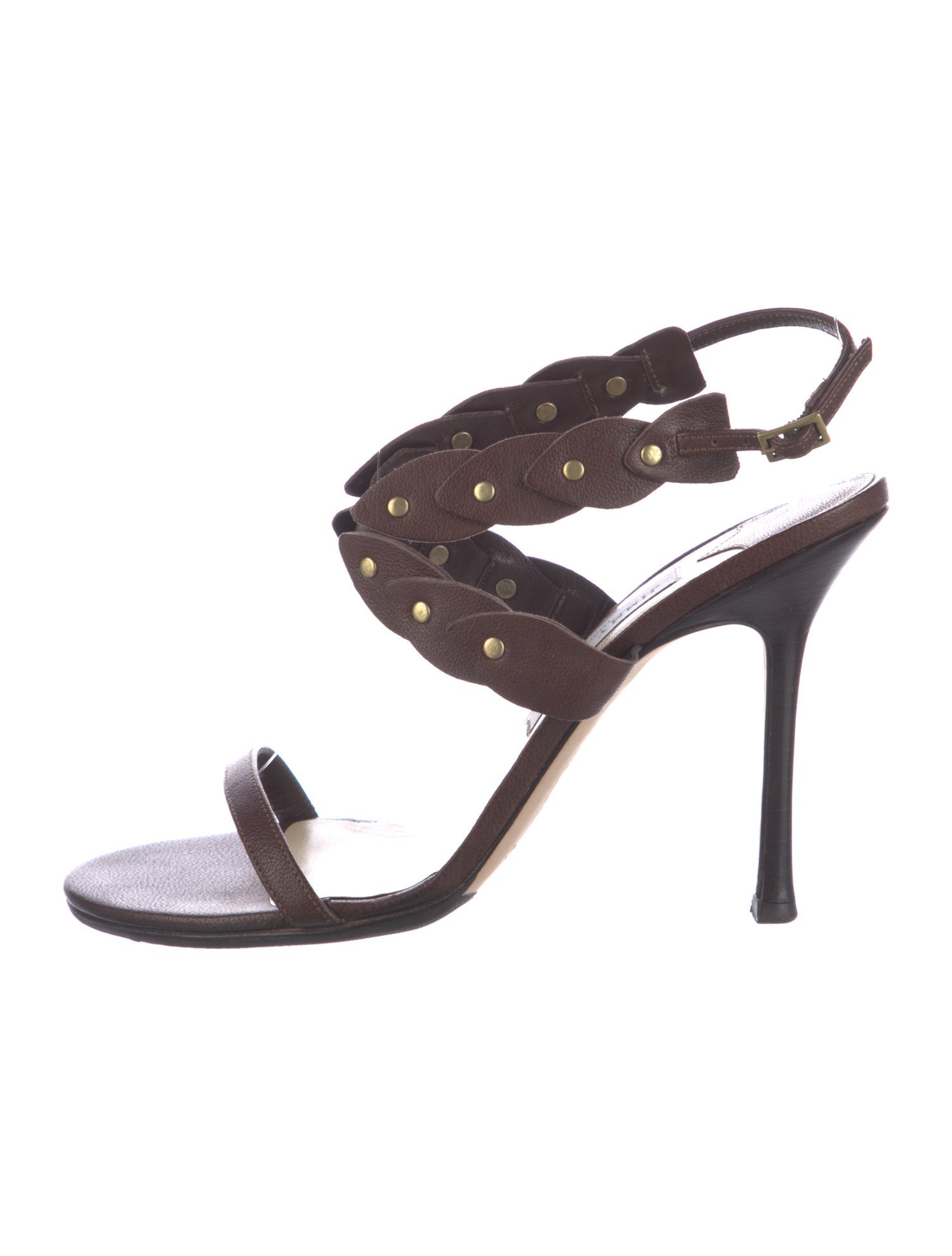 Jimmy Choo Leather Studded Accents Slingback Sandals