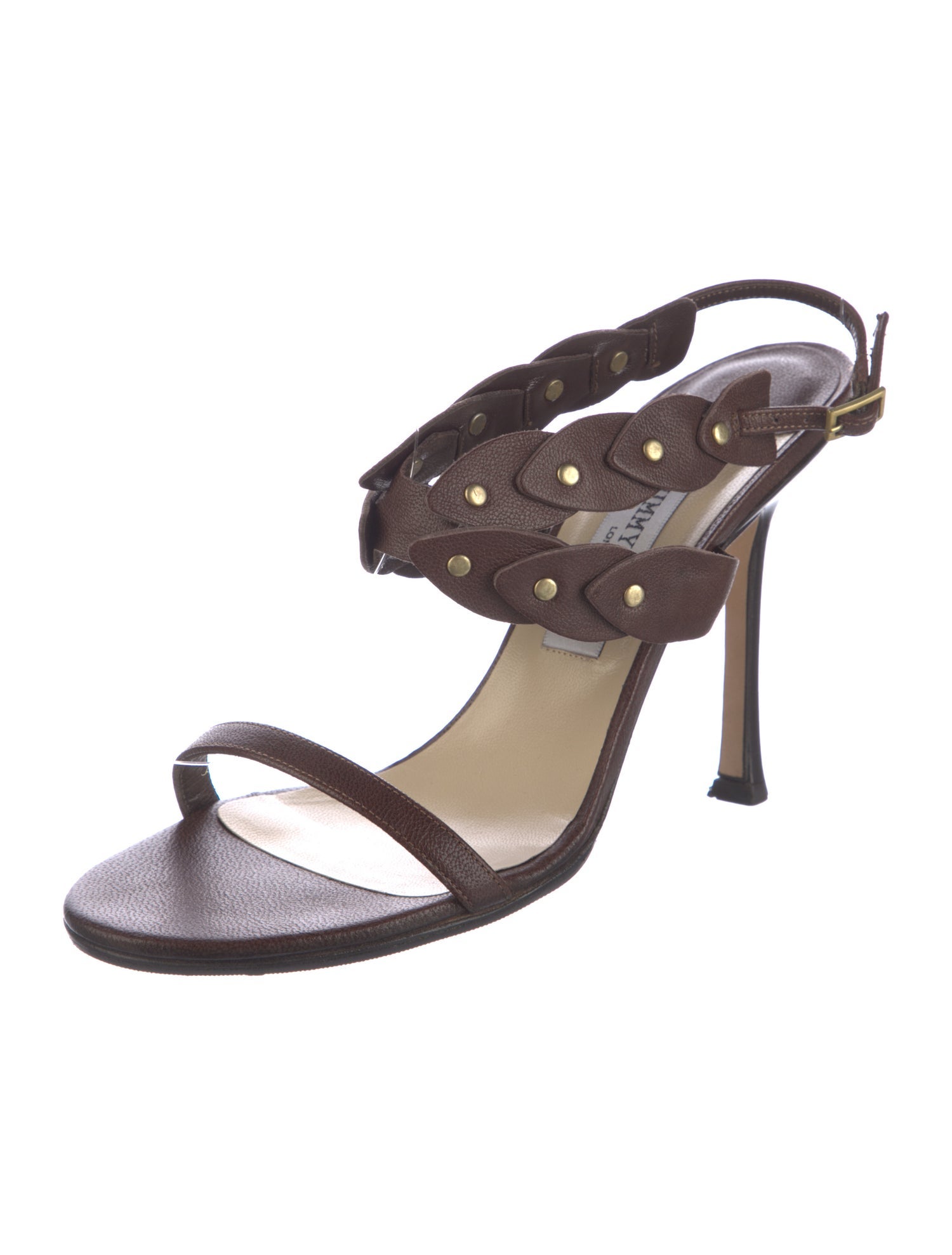 Jimmy Choo Leather Studded Accents Slingback Sandals