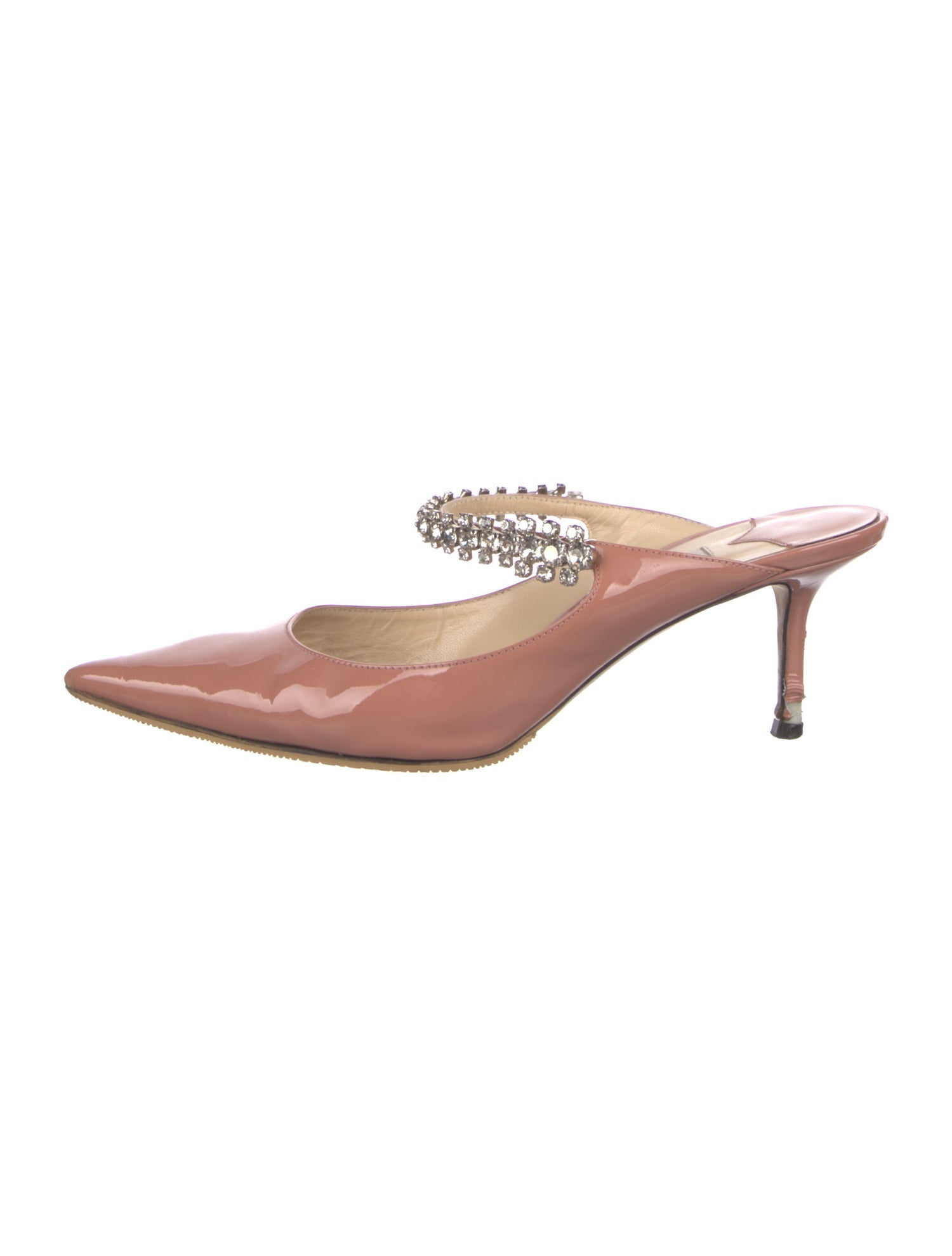 Jimmy Choo Patent Leather Crystal Embellishments Mules